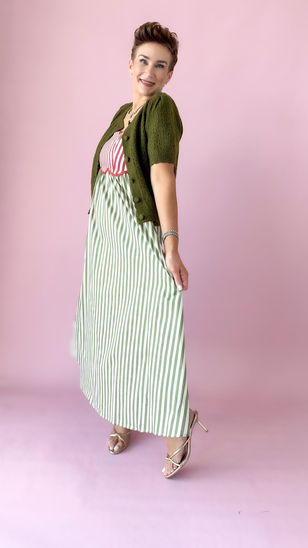 Spaghetti Strap Sundress/Rust/Olive