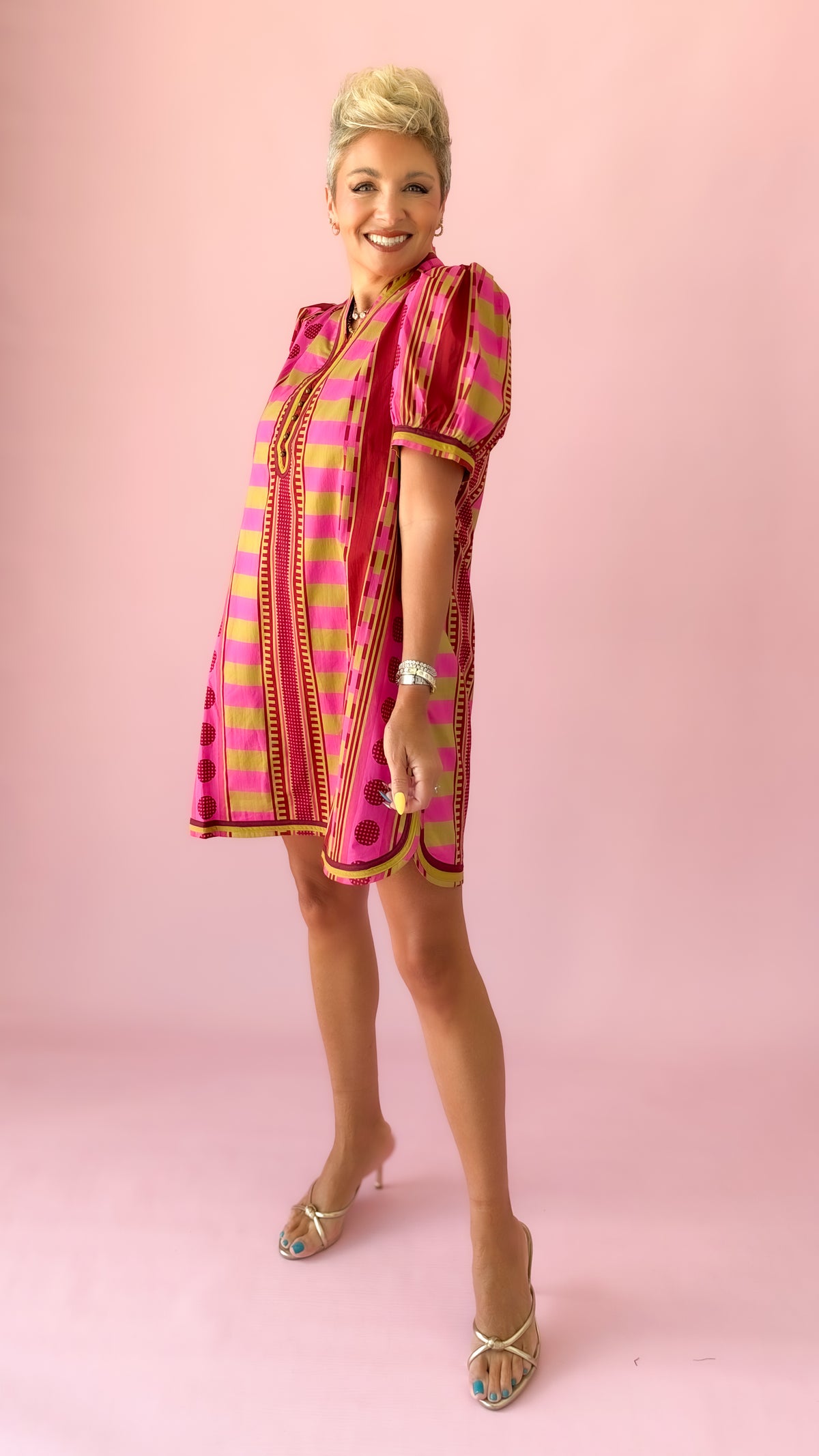 Piper Abstract Mini Dress/Magenta