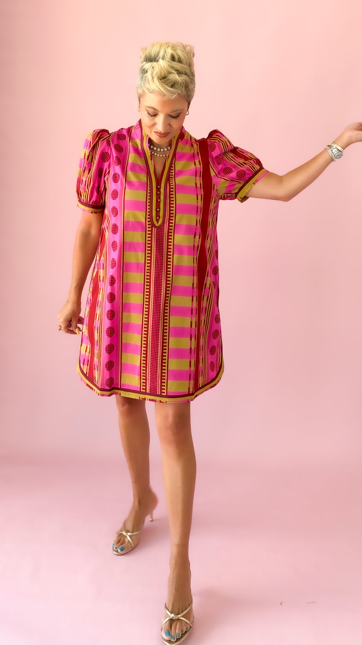 Piper Abstract Mini Dress/Magenta