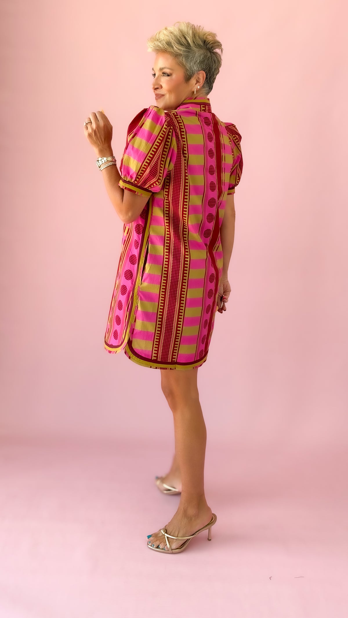 Piper Abstract Mini Dress/Magenta