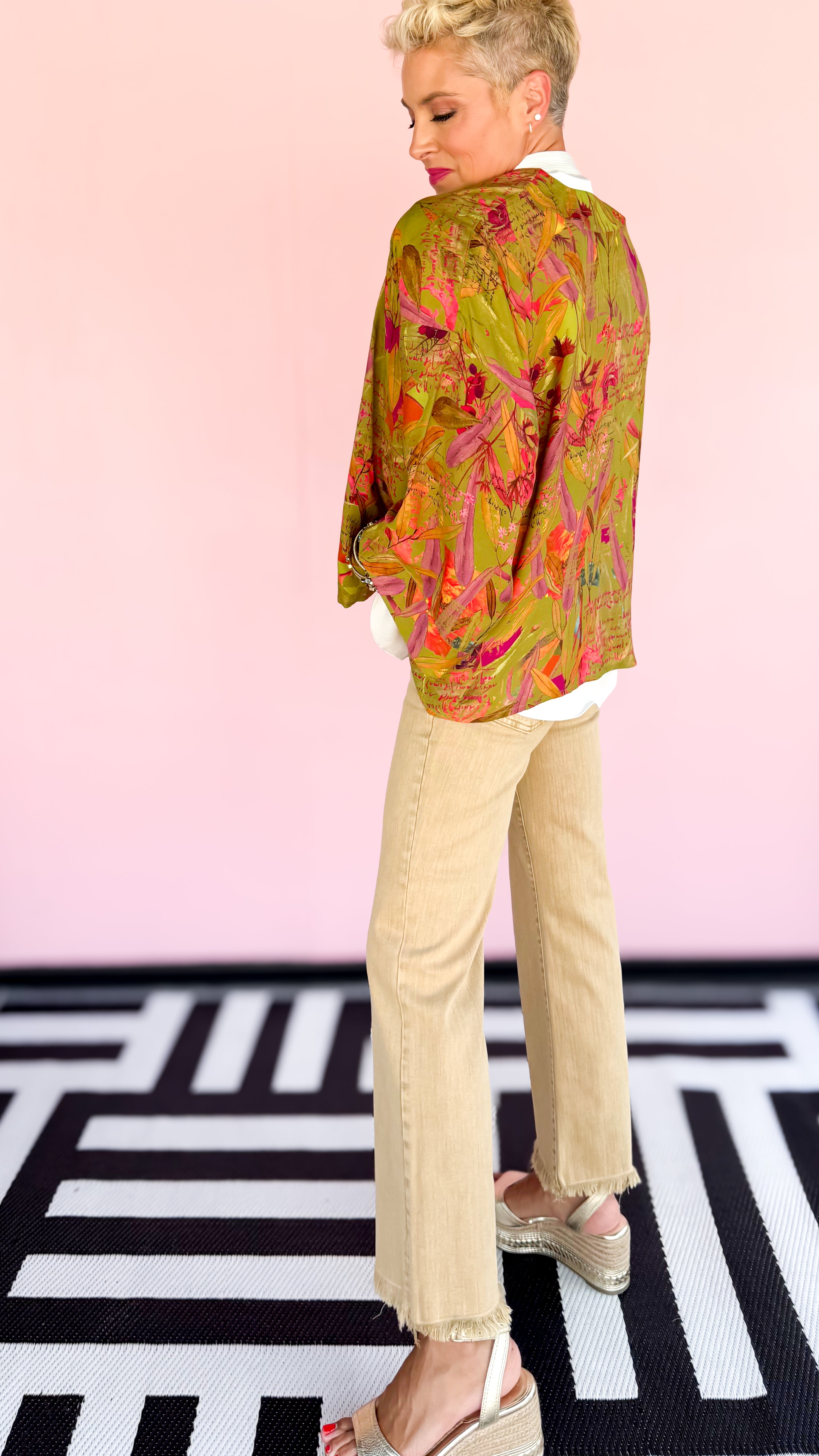 28" Hannah Crop Flare-Freyed Hem/Gold