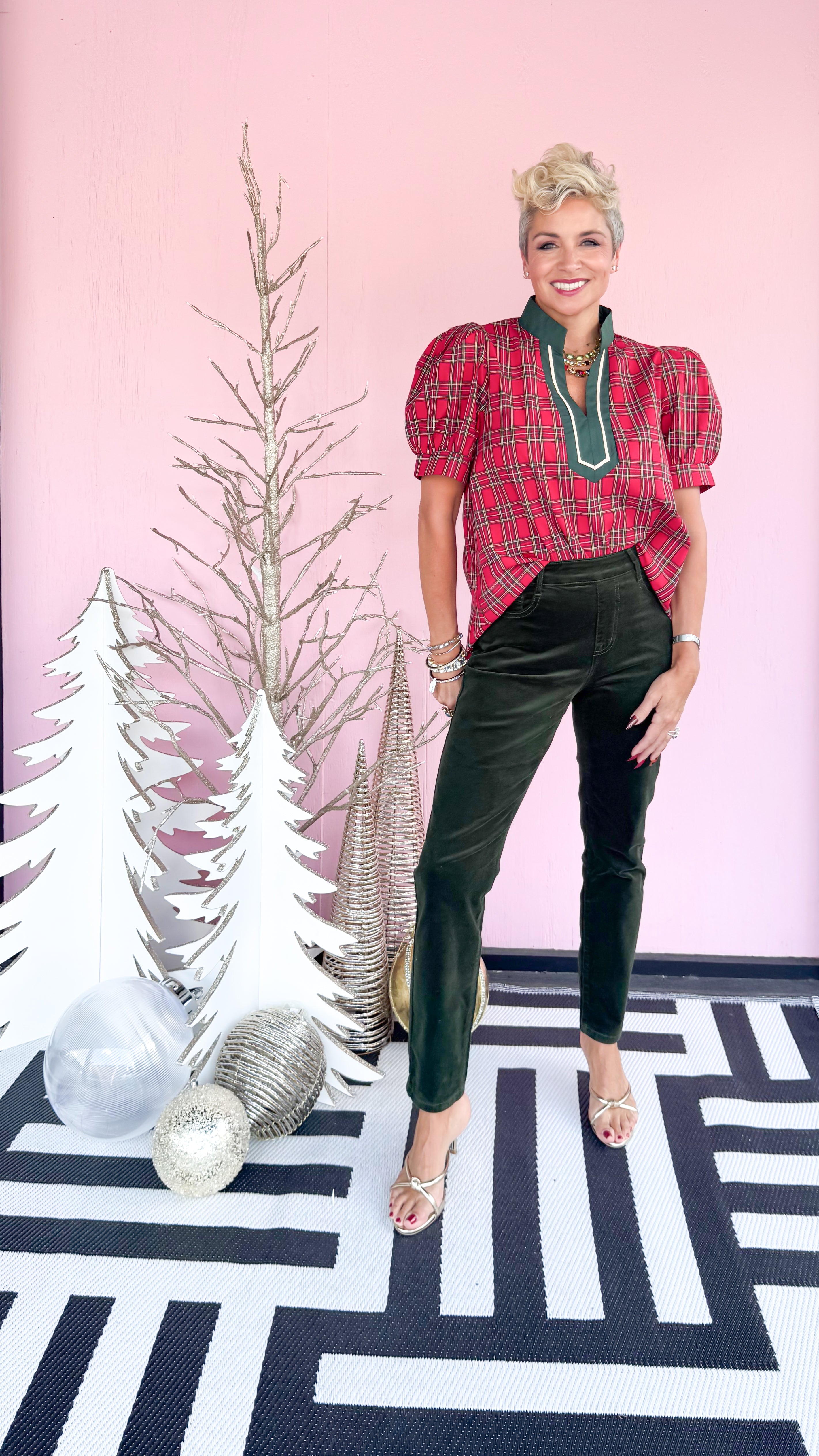 Noel Tartan Plain Top/Red