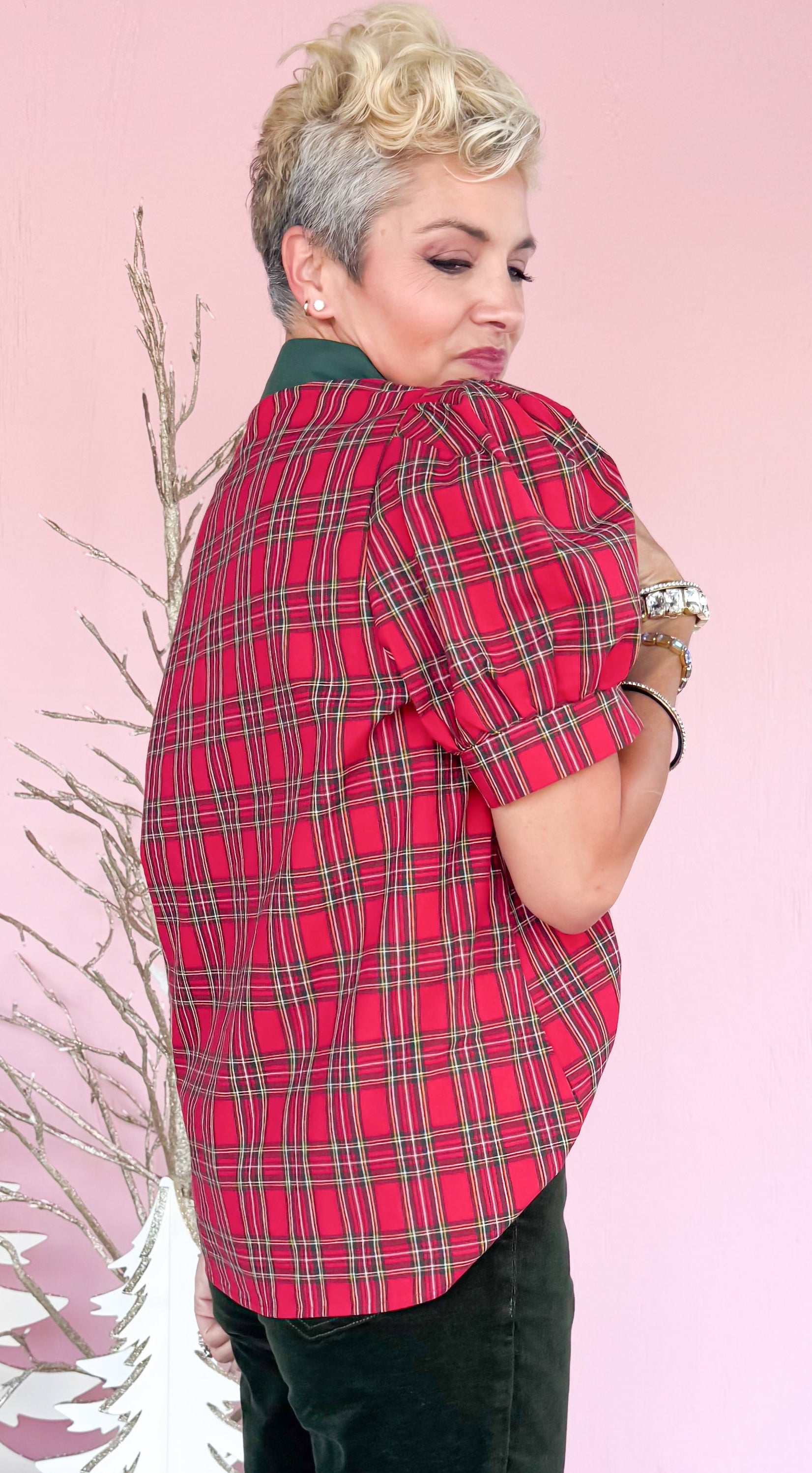 Noel Tartan Plain Top/Red