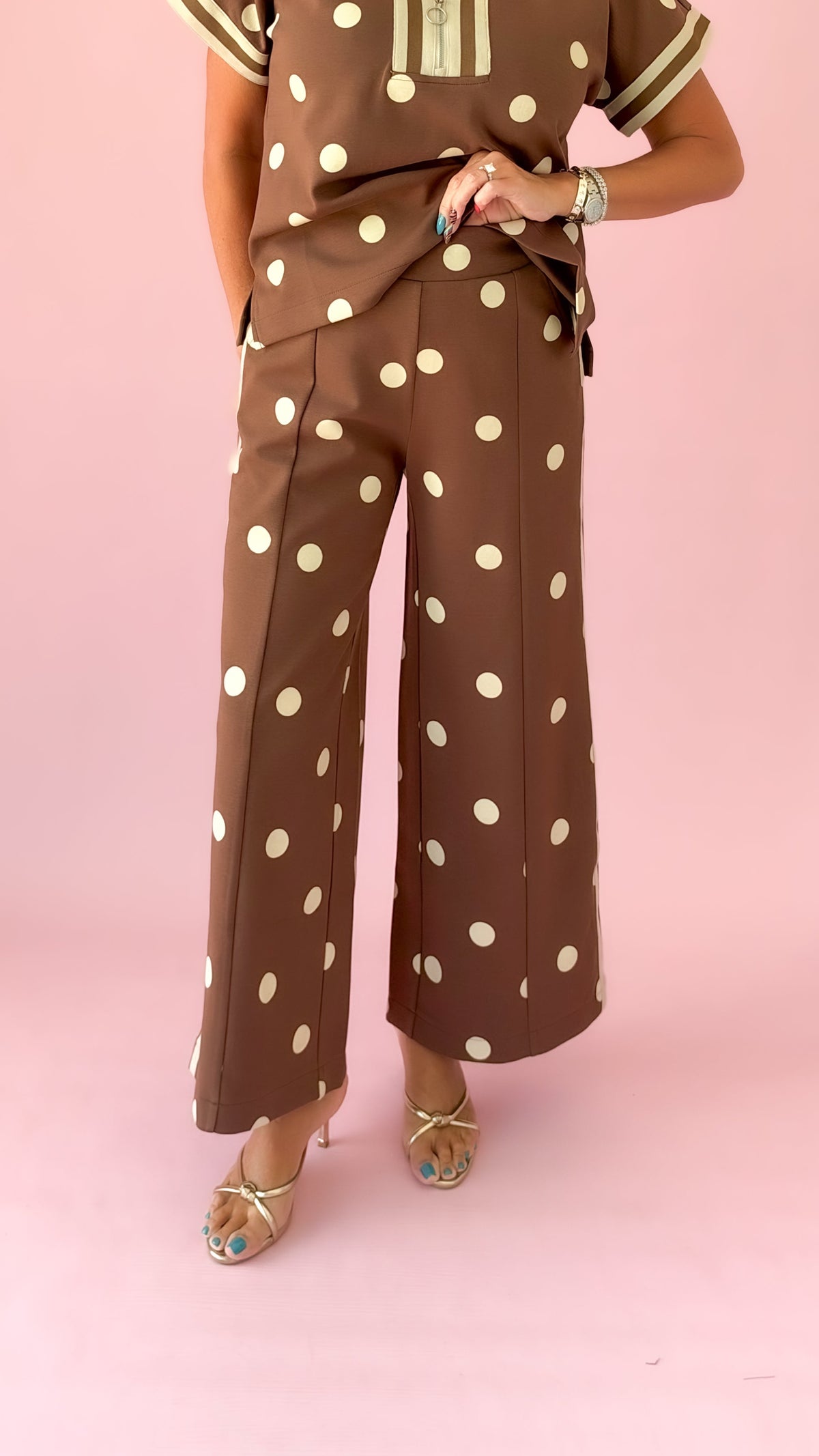 Jenny Striped Dot Pants/Brown