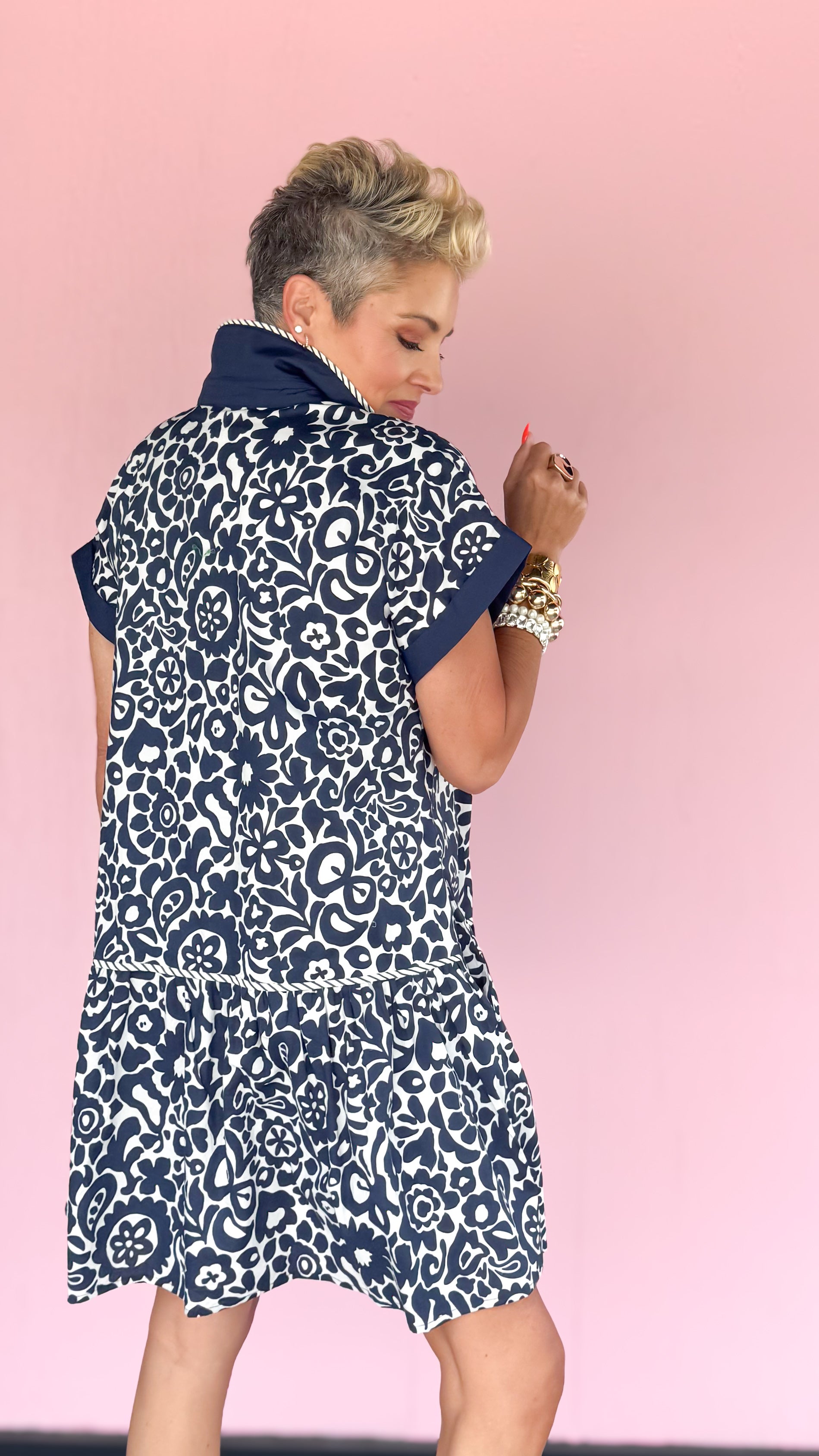 Floral Mini Dress/Navy