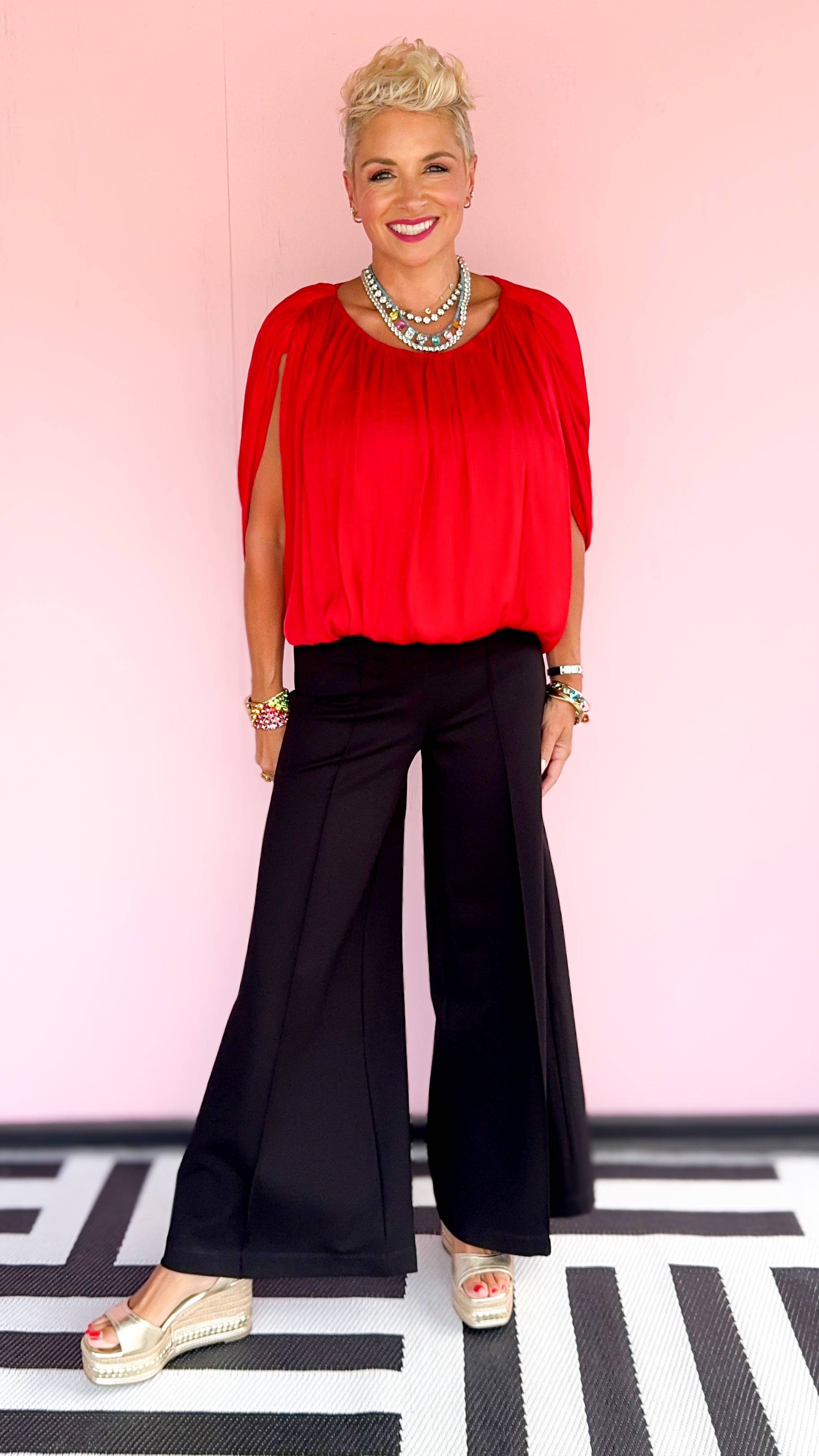 Grecian drape bubble top in Red - The BLVD