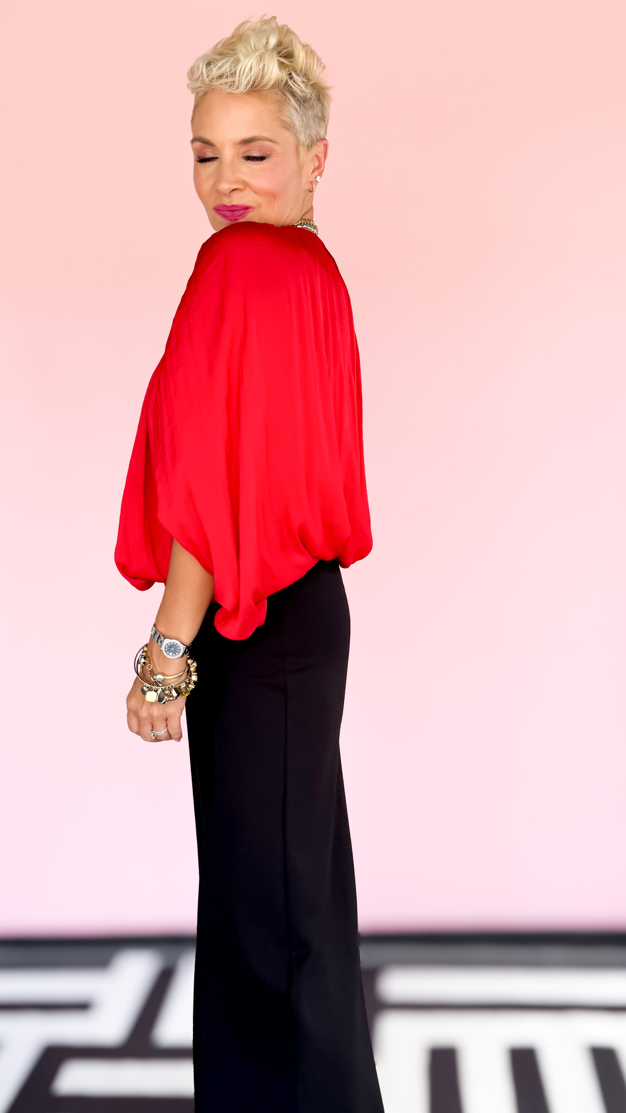 Grecian drape bubble top in Red