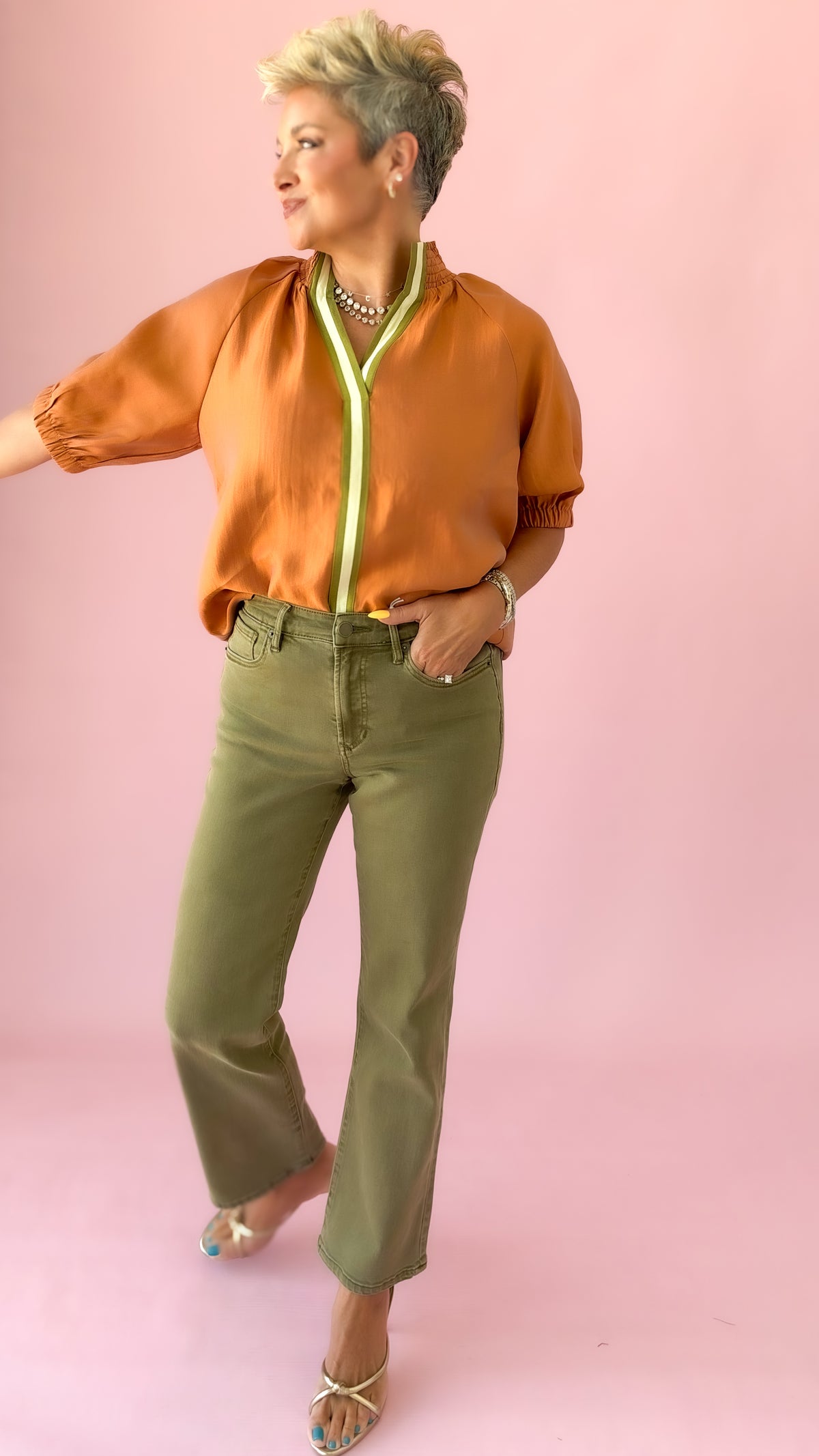 Anika Straight Leg Jean/Olive