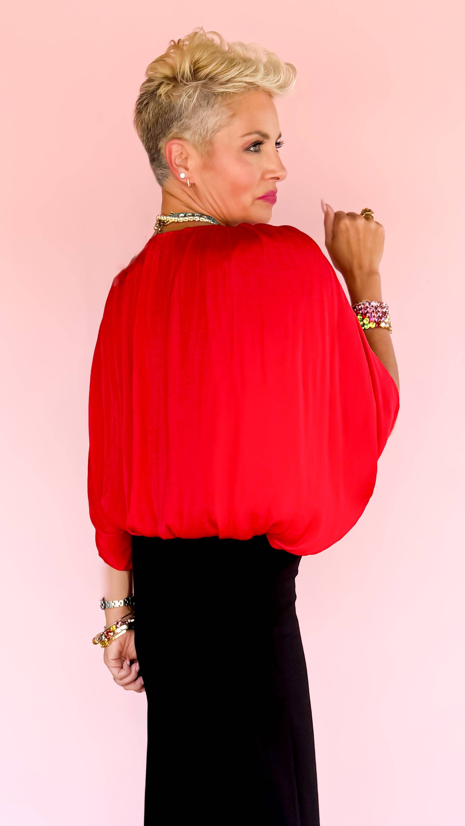 Grecian drape bubble top in Red - The BLVD