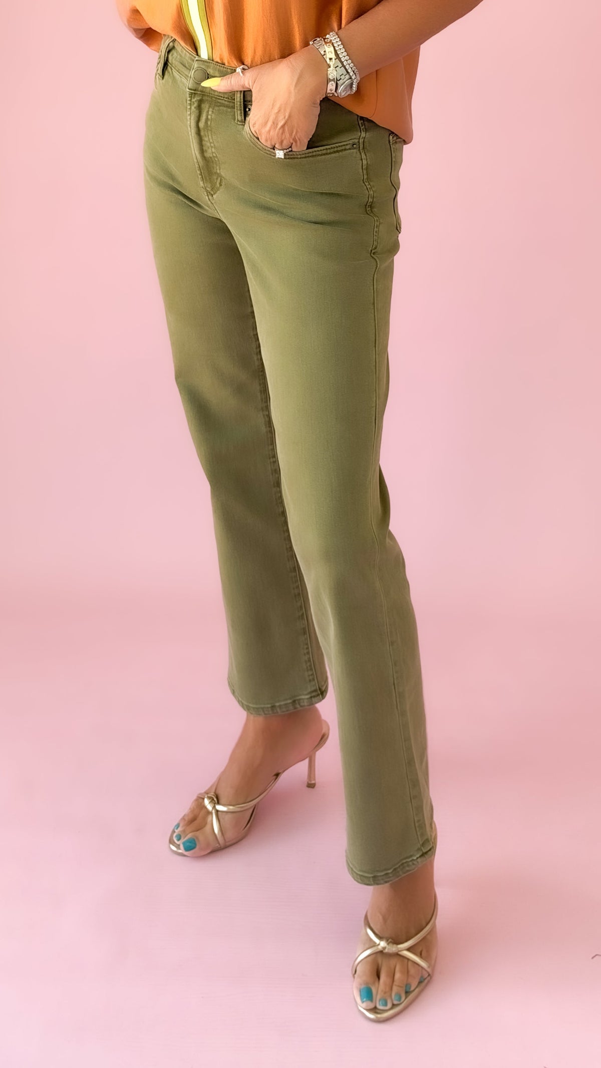 Anika Straight Leg Jean/Olive