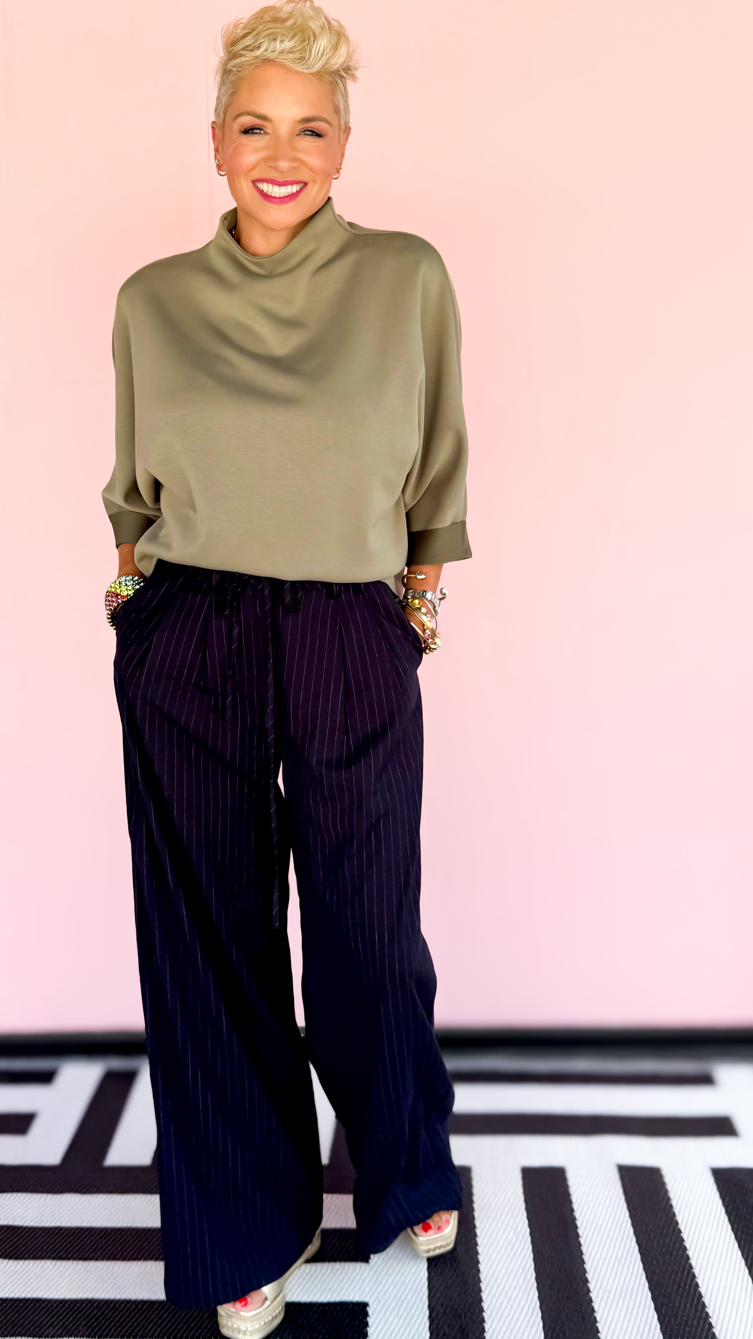 Kim Mock Neck Top/Olive