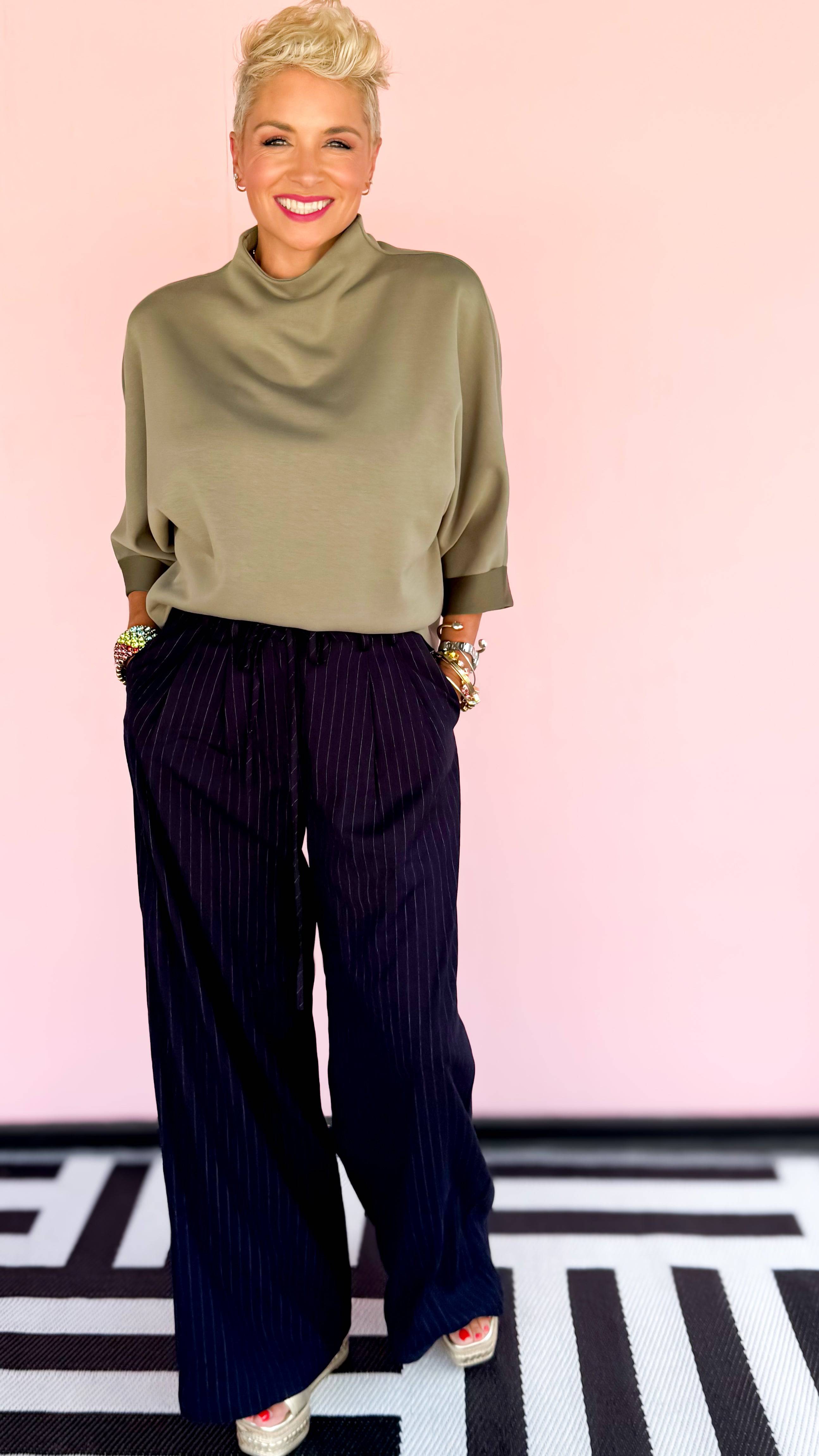 Kim Mock Neck Top/Olive - The BLVD