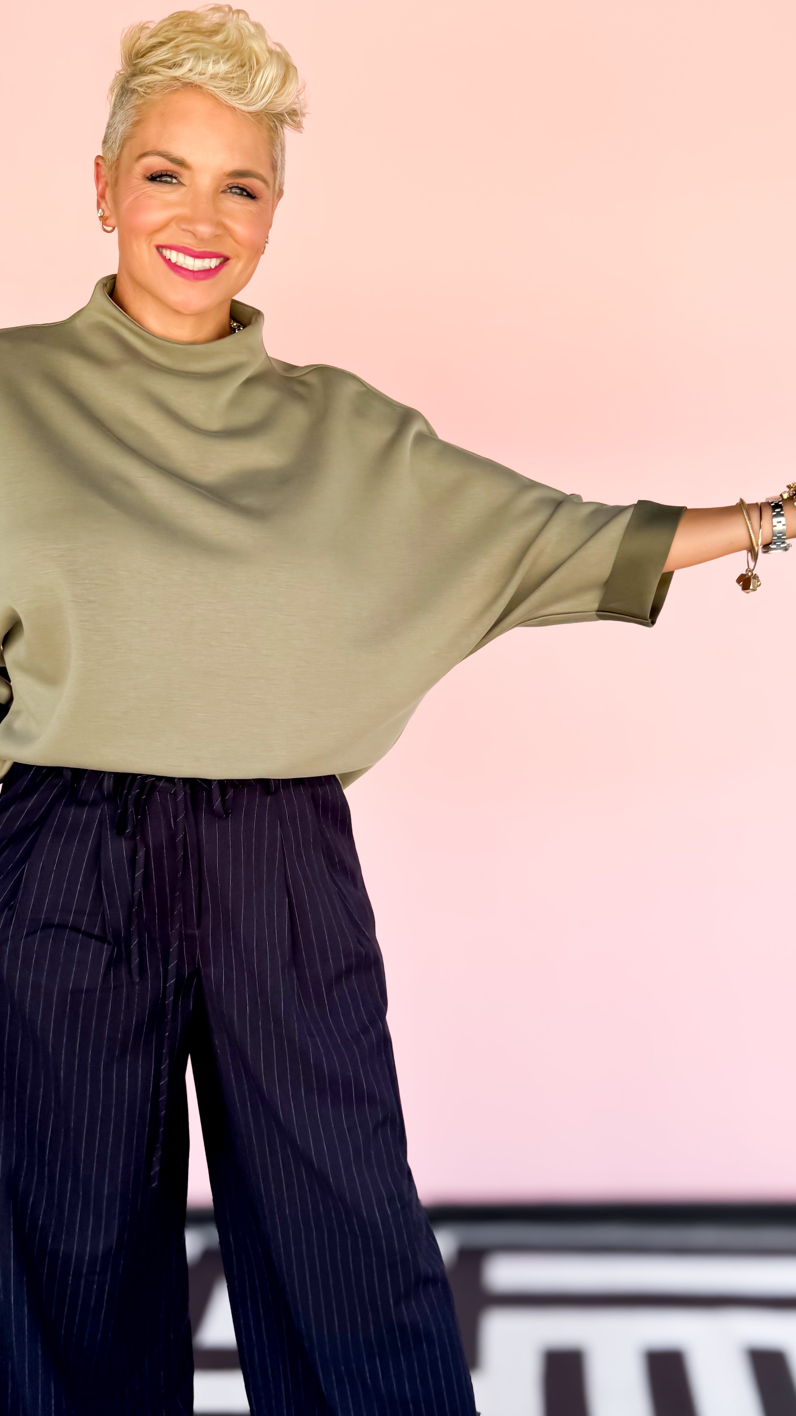 Kim Mock Neck Top/Olive