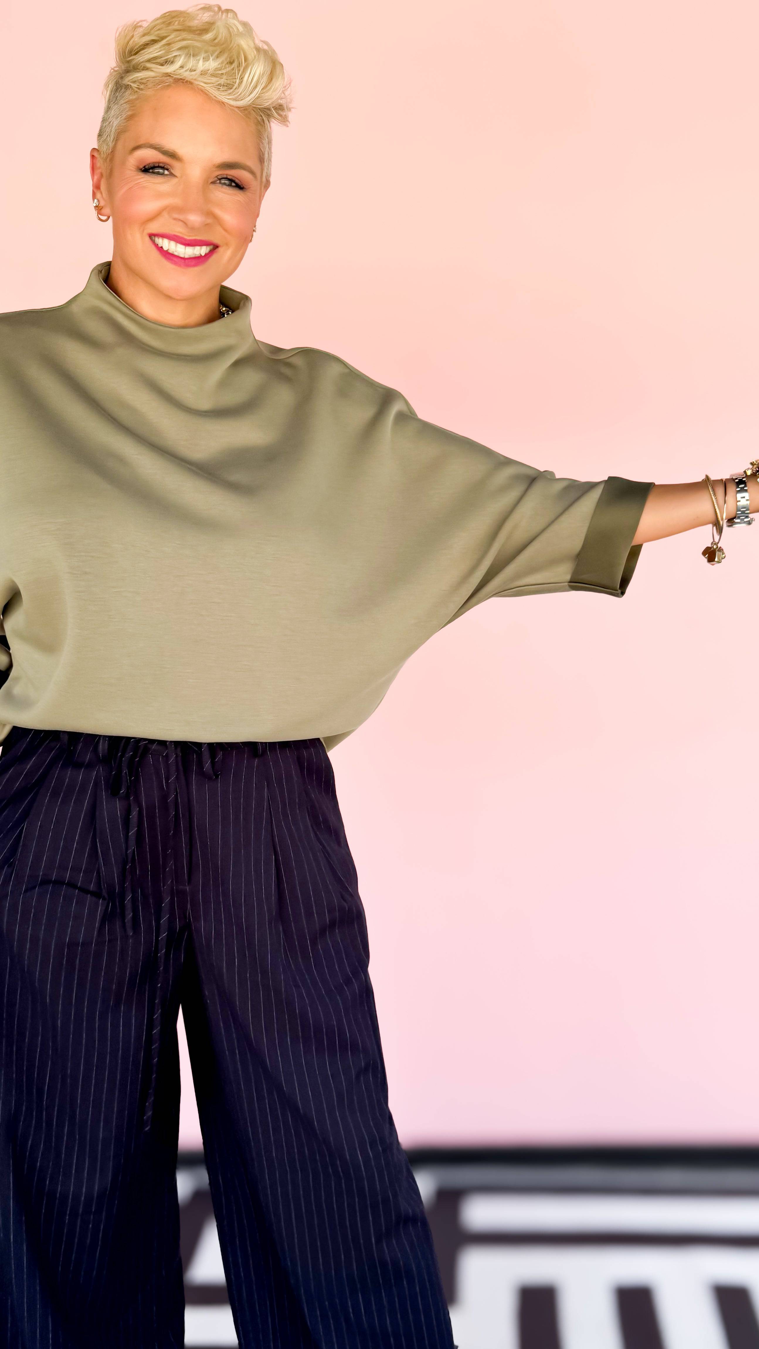 Kim Mock Neck Top/Olive - The BLVD