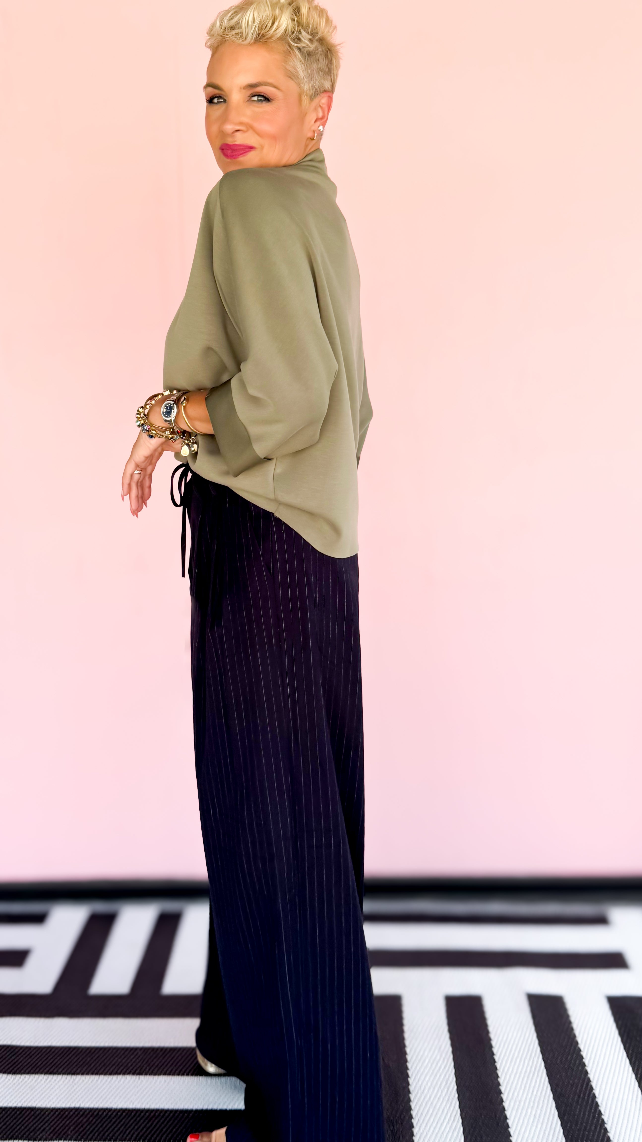 Kim Mock Neck Top/Olive