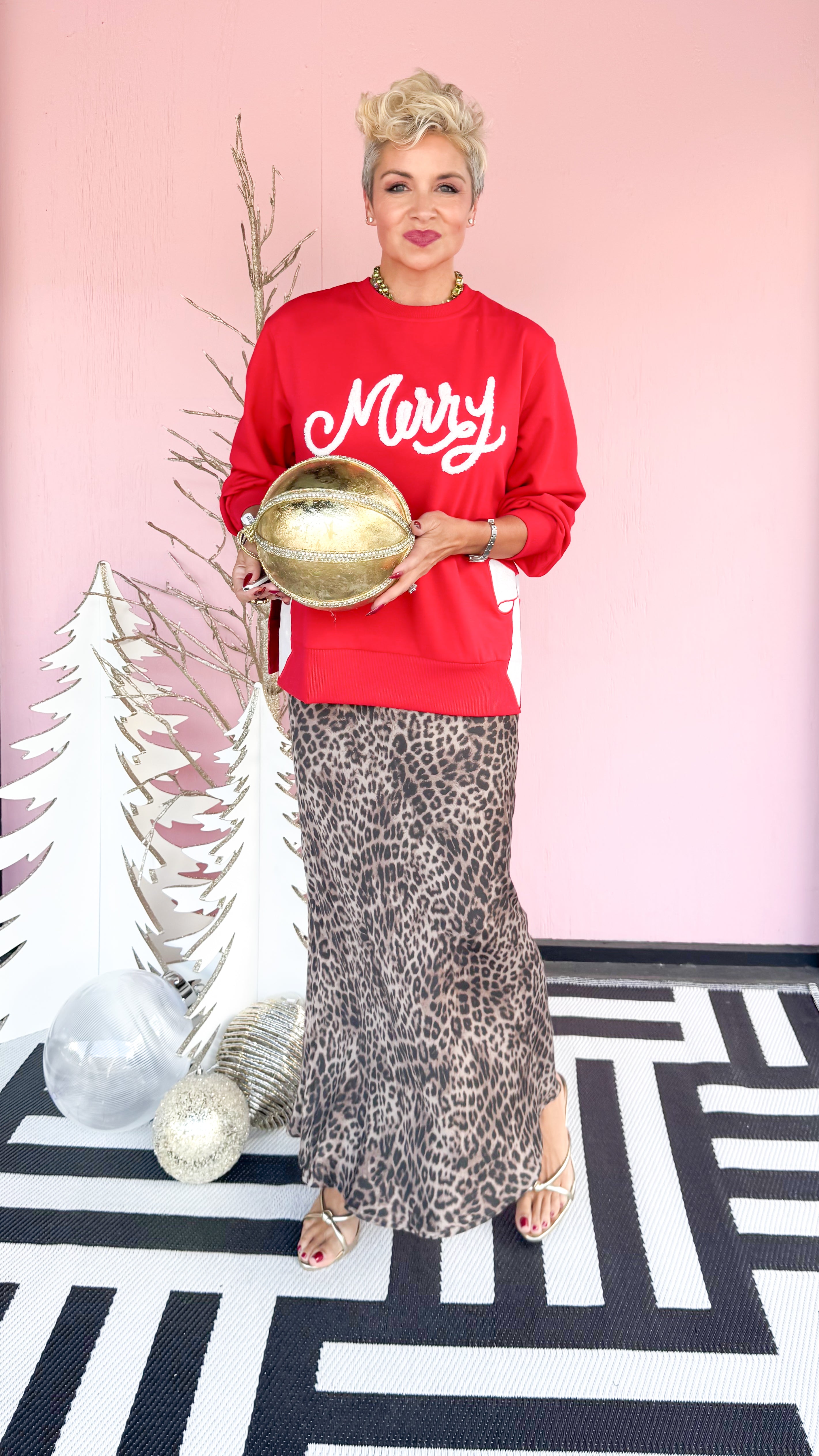 MERRY Bow Sweatshirt/Red