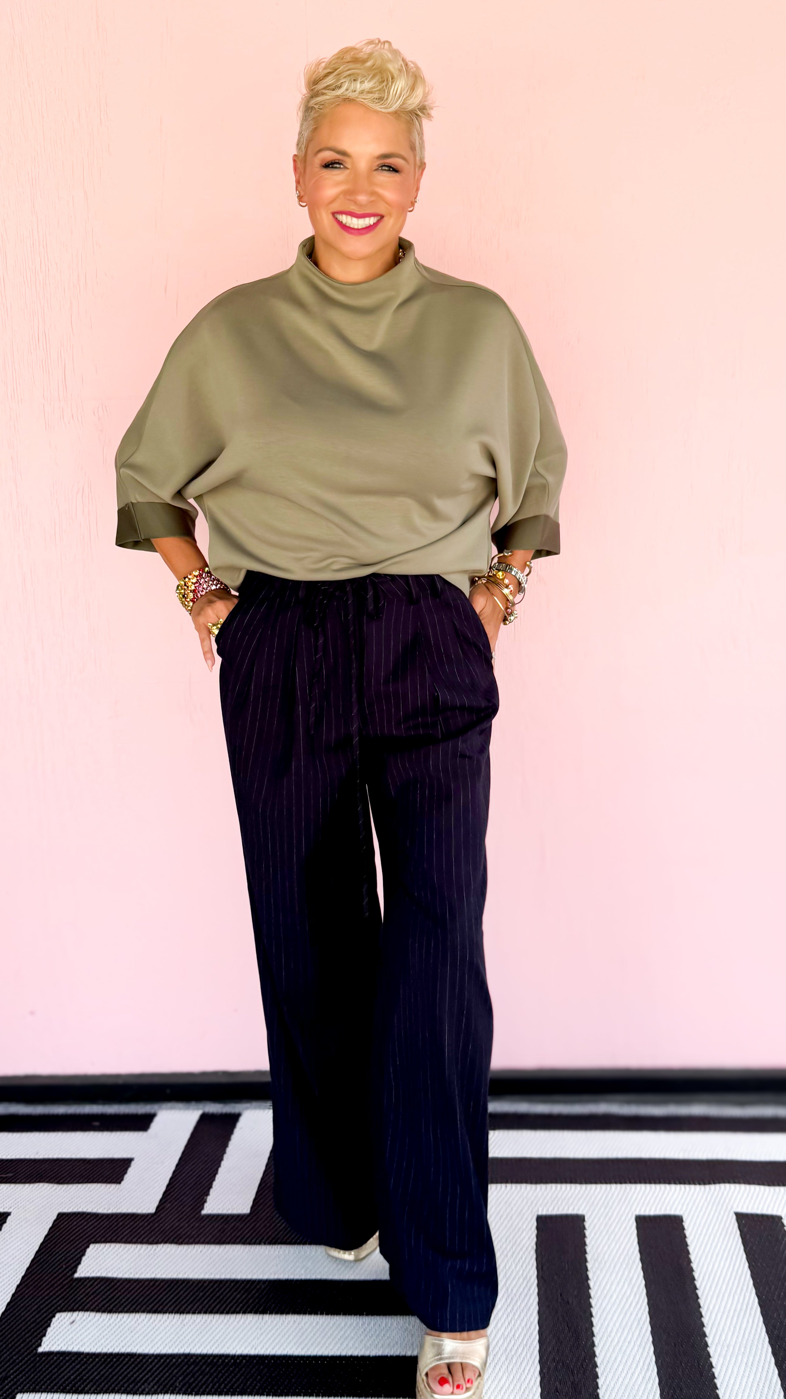 Kim Mock Neck Top/Olive