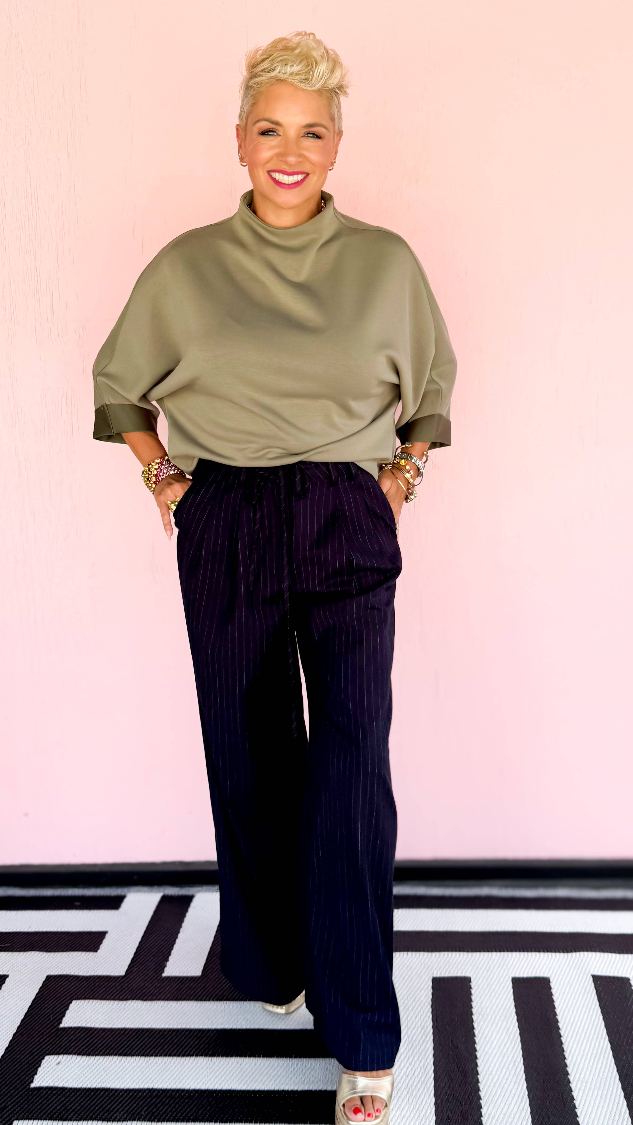 Kim Mock Neck Top/Olive - The BLVD