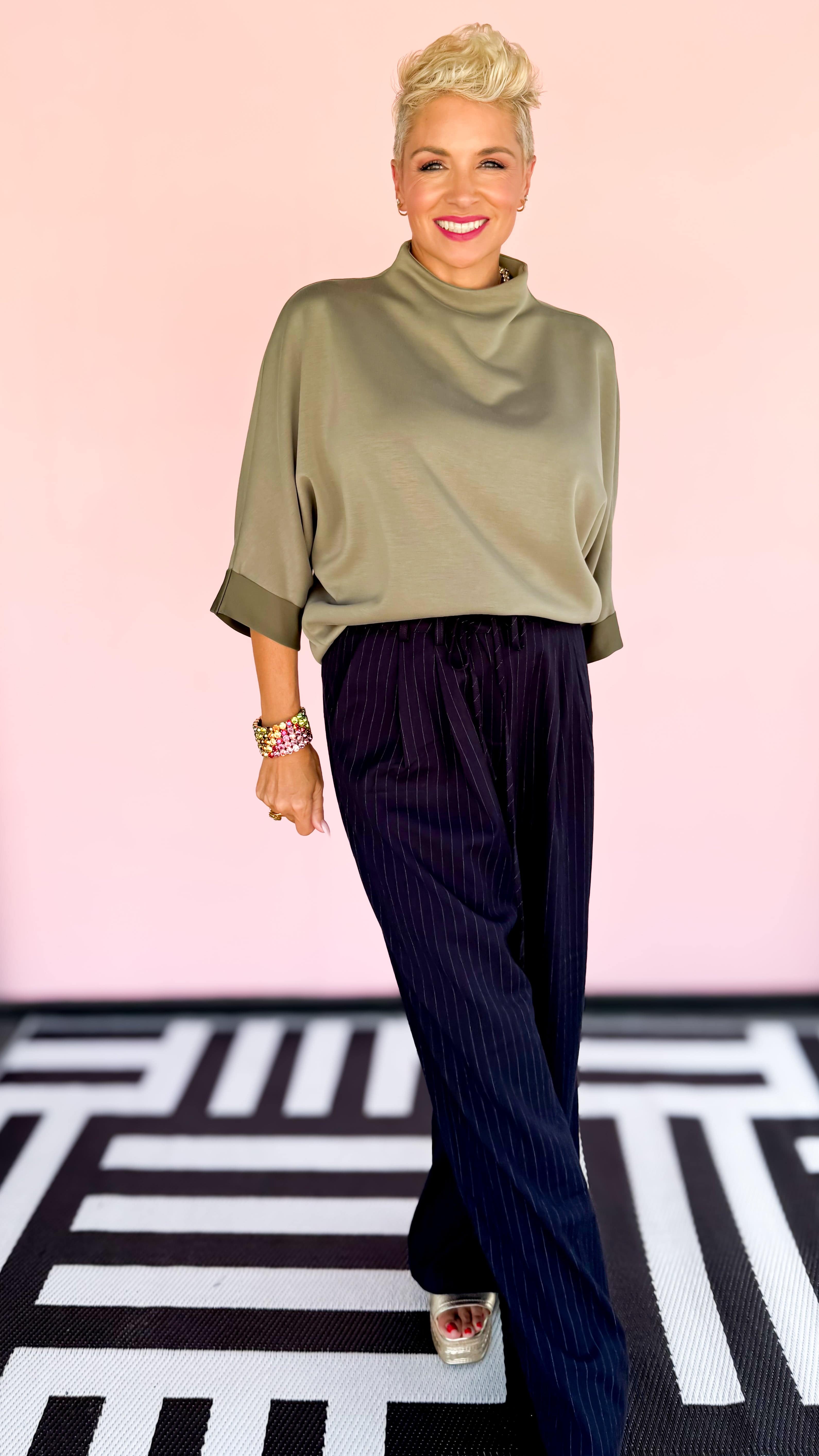 Kim Mock Neck Top/Olive - The BLVD