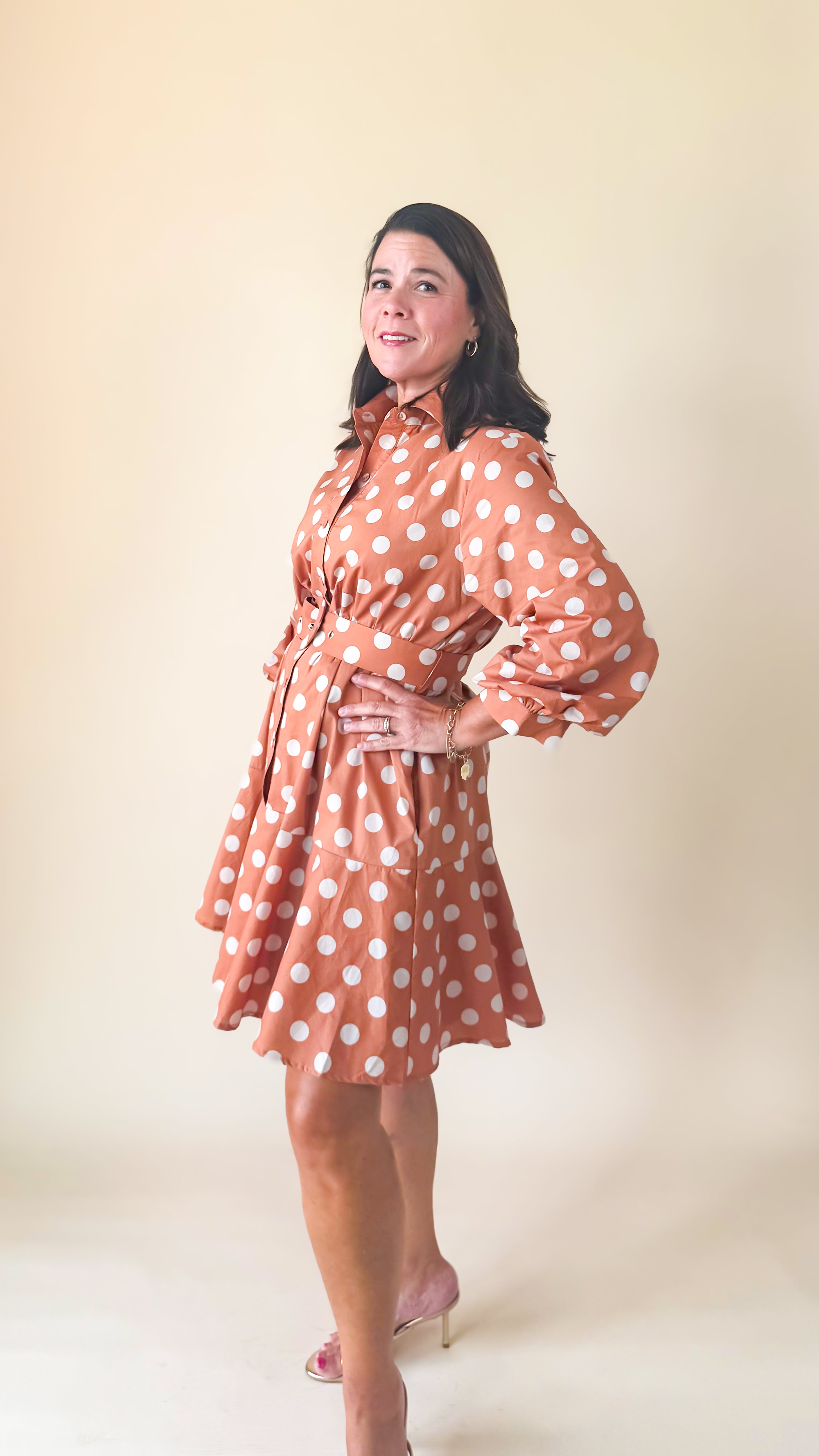 Patty Polka Dot Mini Dress/Pumpkin