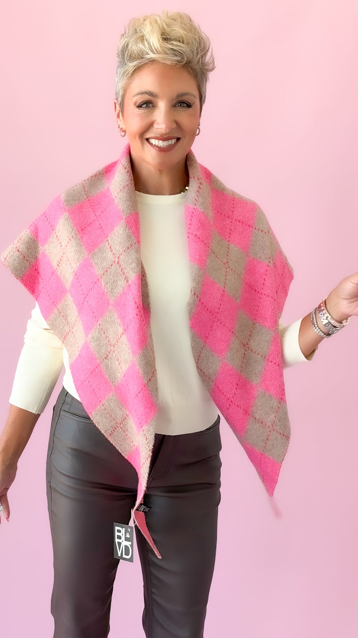 Pink Argyle Triangle Scarf