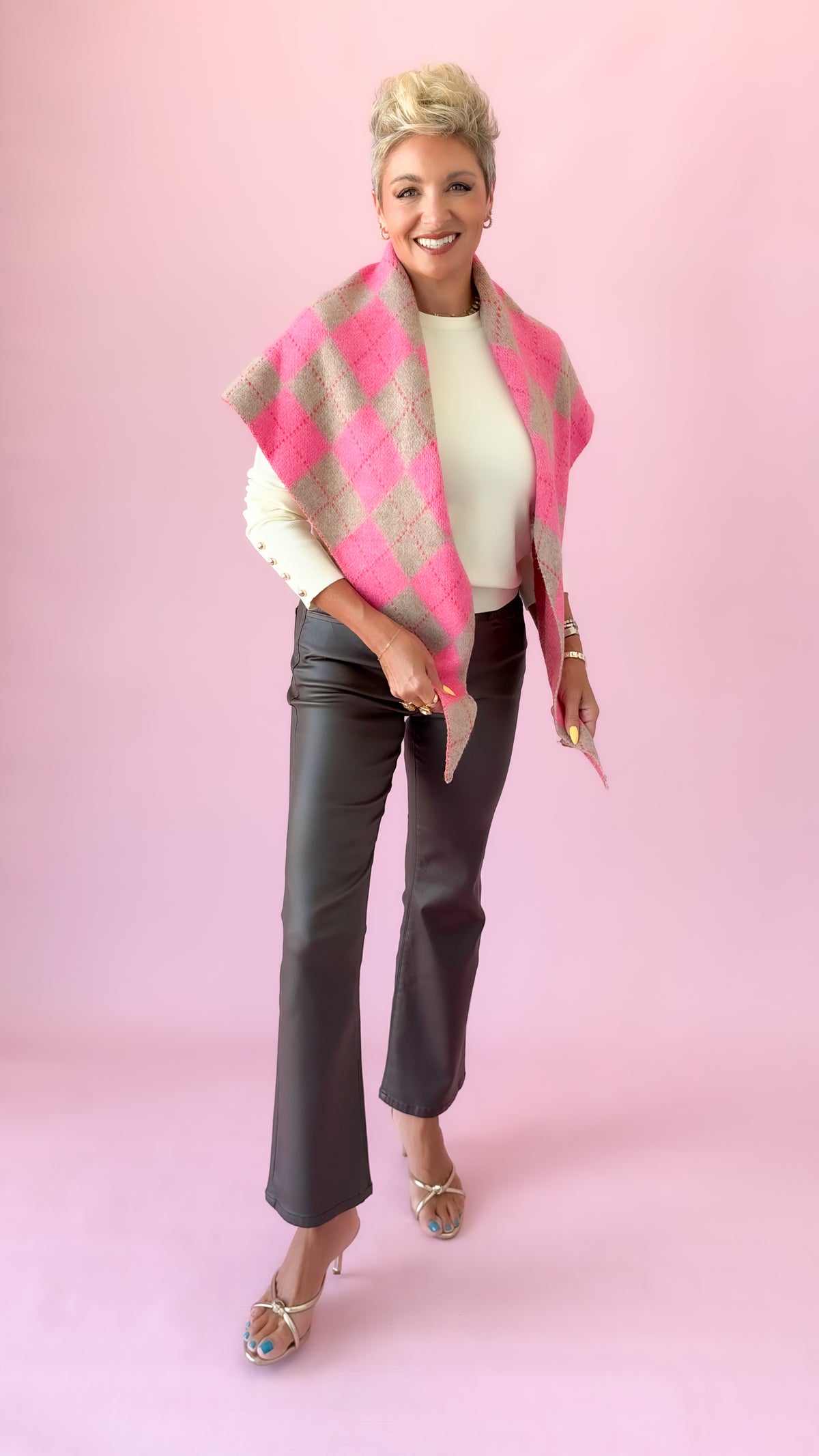 Pink Argyle Triangle Scarf