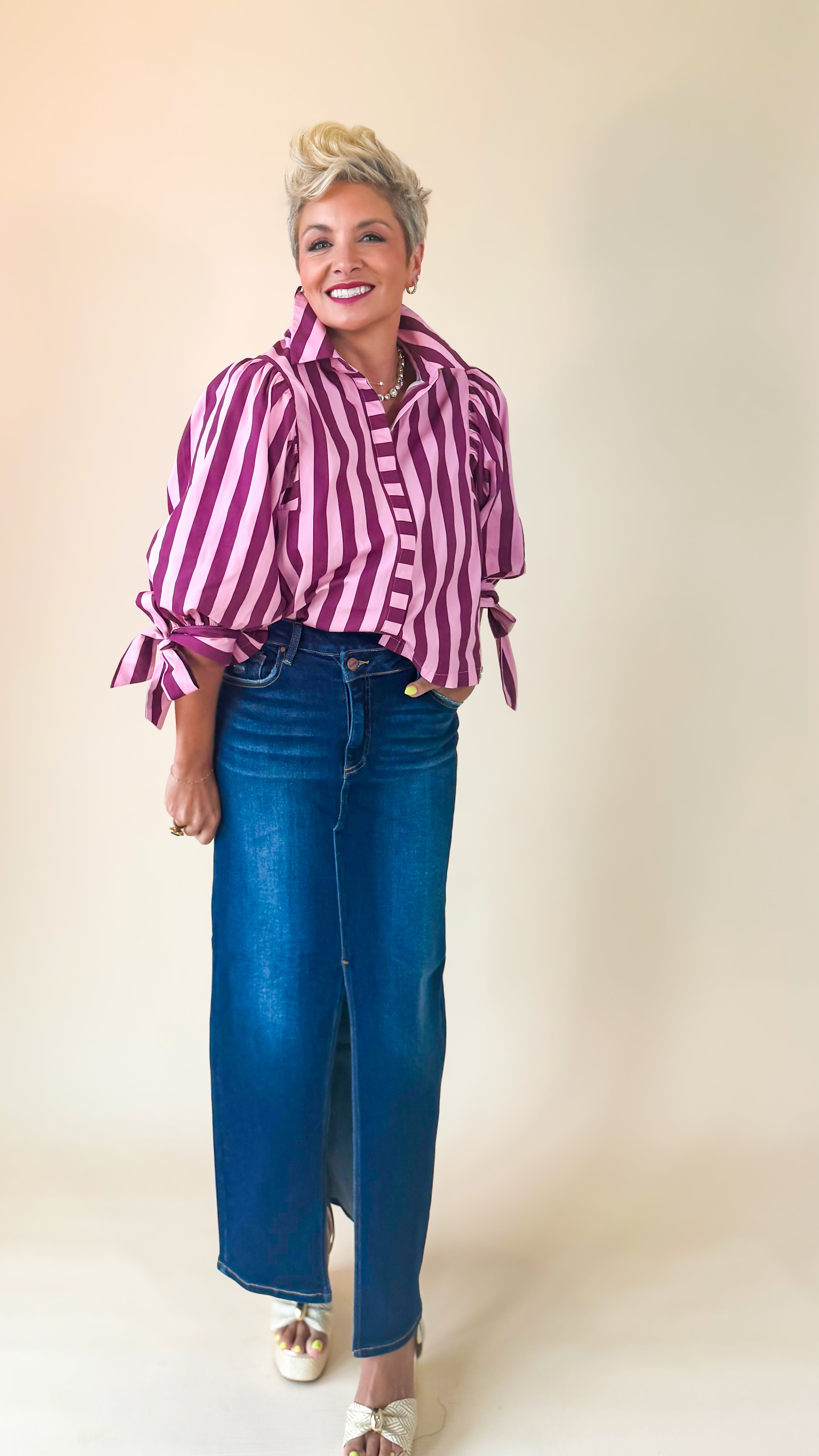 Winnie Striped Top/Wine