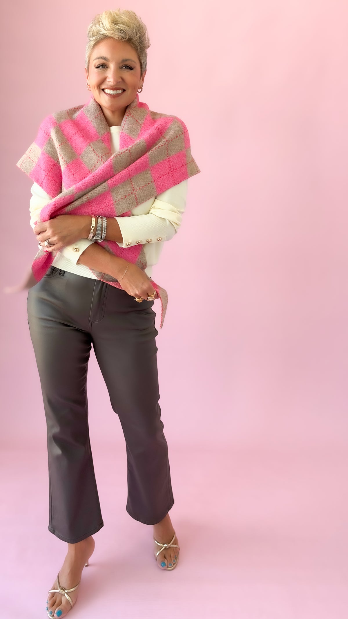 Pink Argyle Triangle Scarf