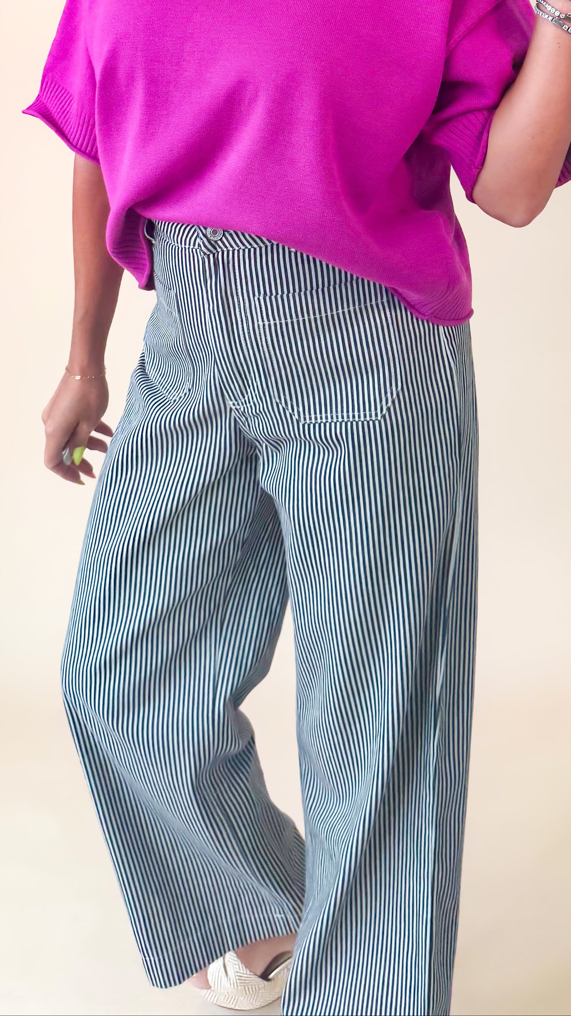 Jane Striped Jeans/Black