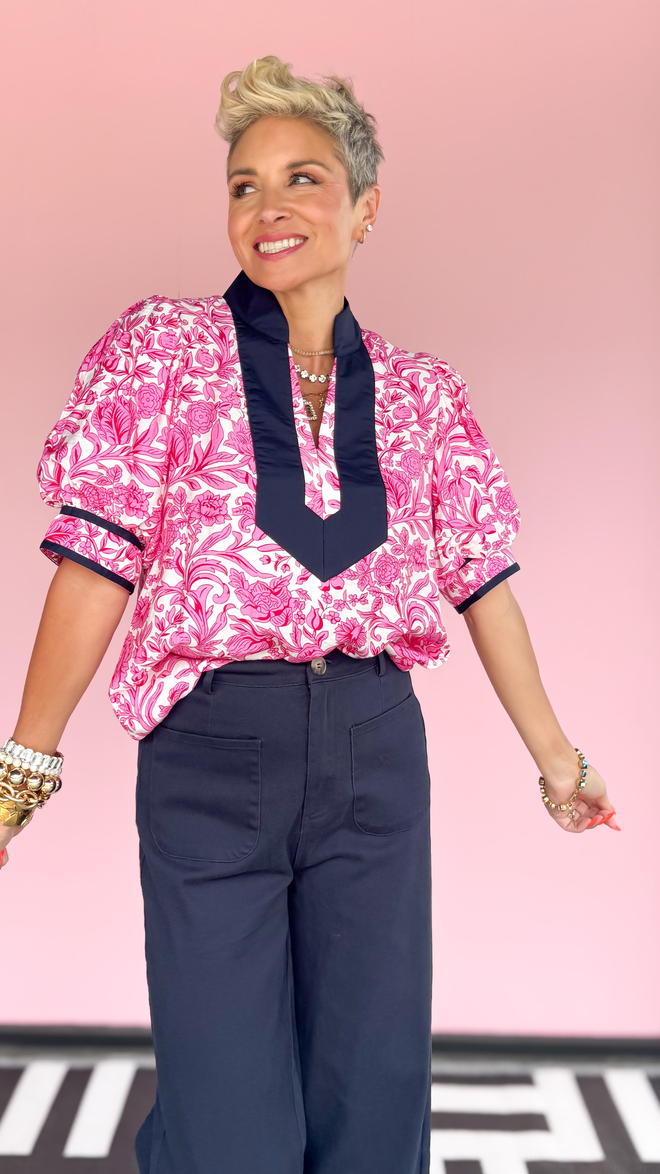 Puff Sleeve Top/Pink