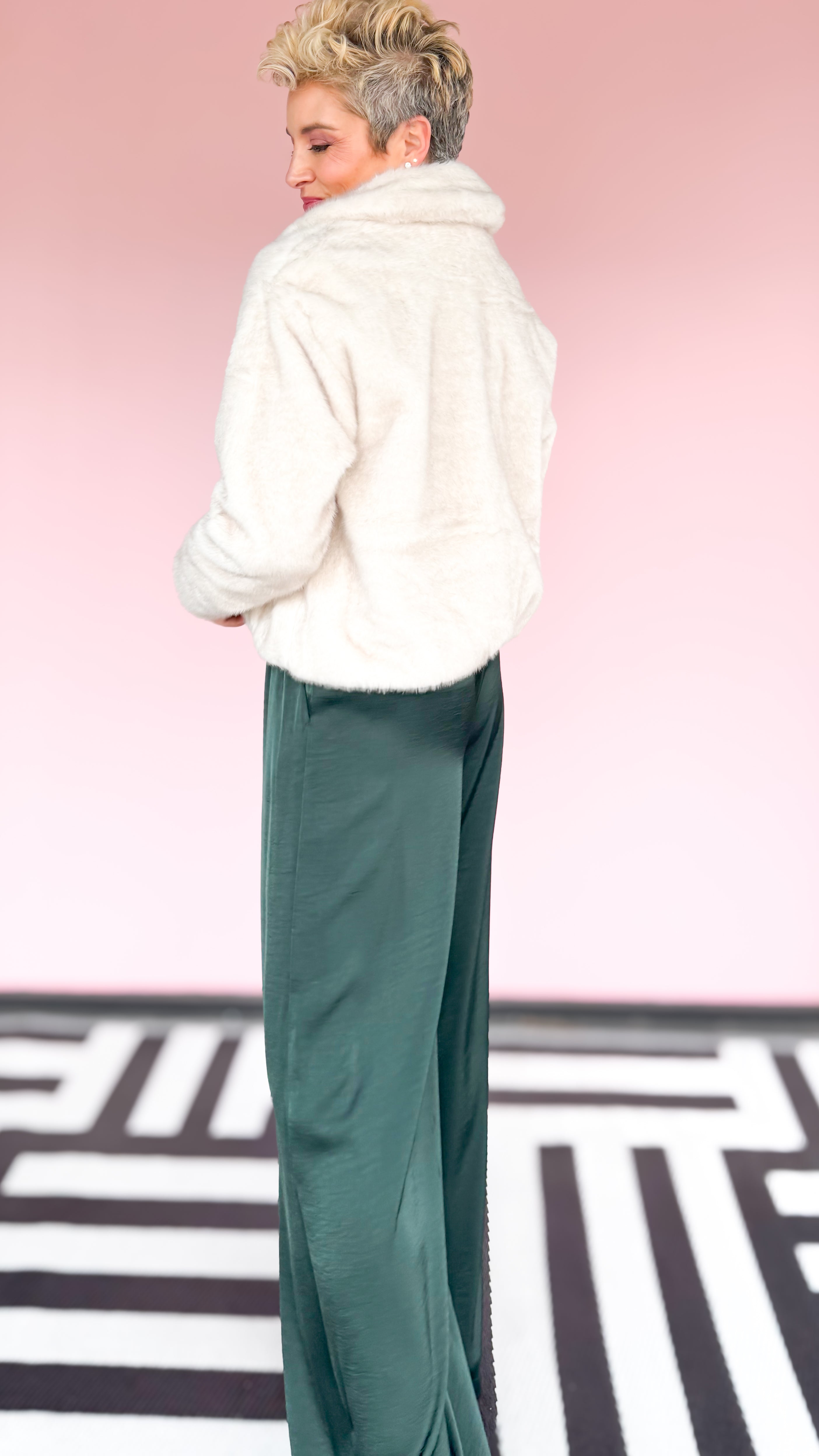 Faux Fur Jacket/Crystal