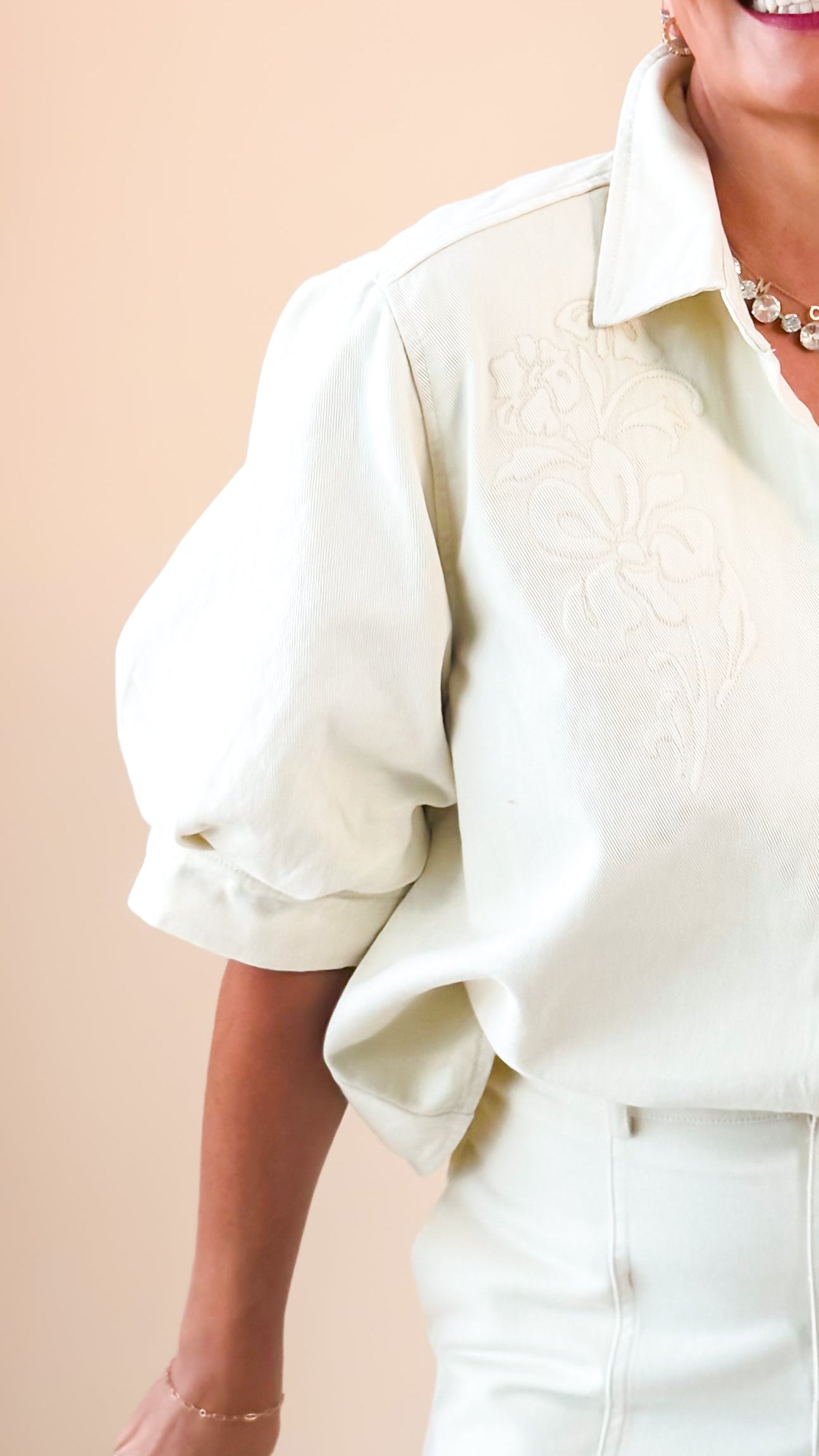 Emma Embossed Denim Blouse