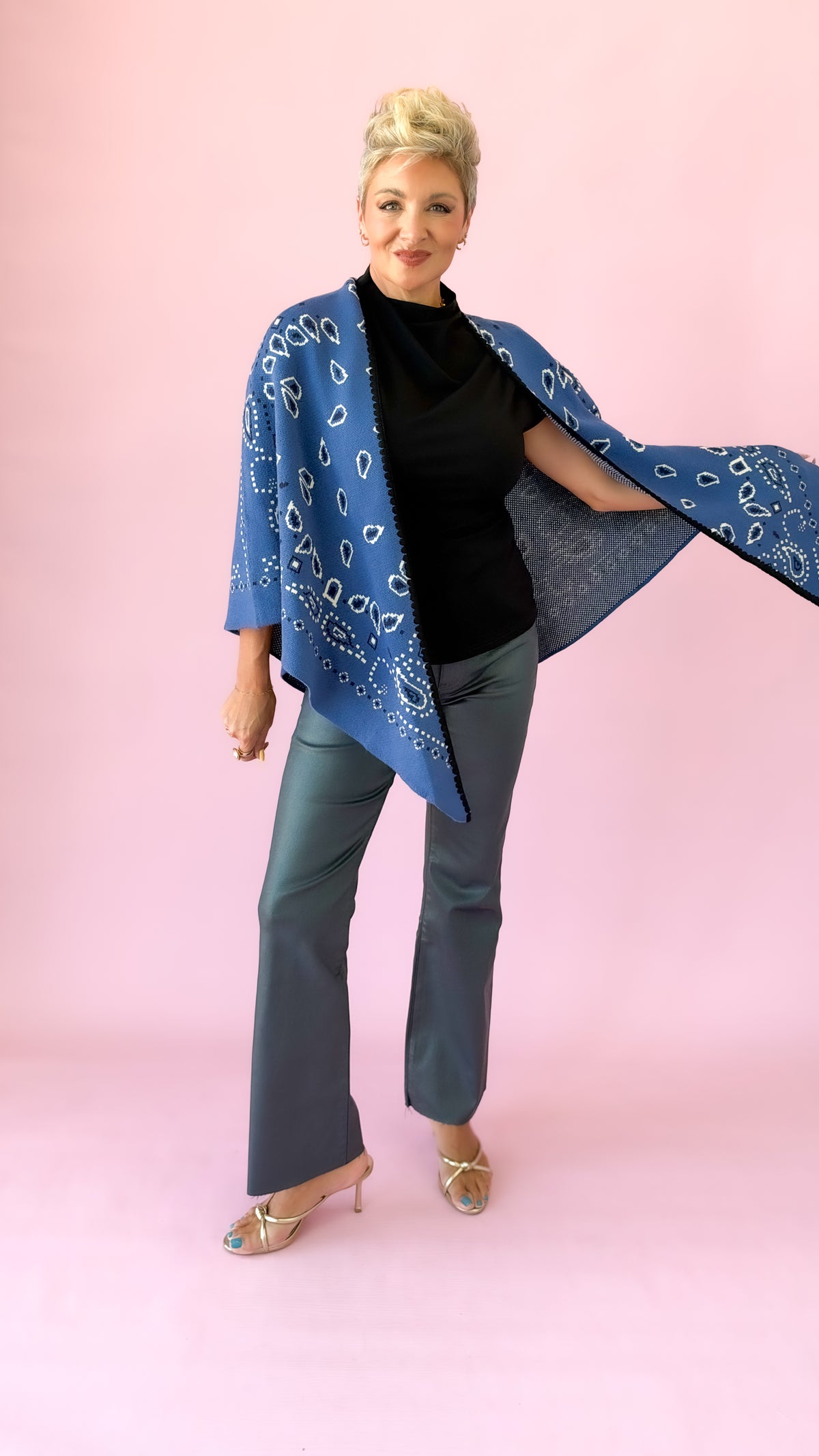 Paisley Kimono Cardigan/Blue