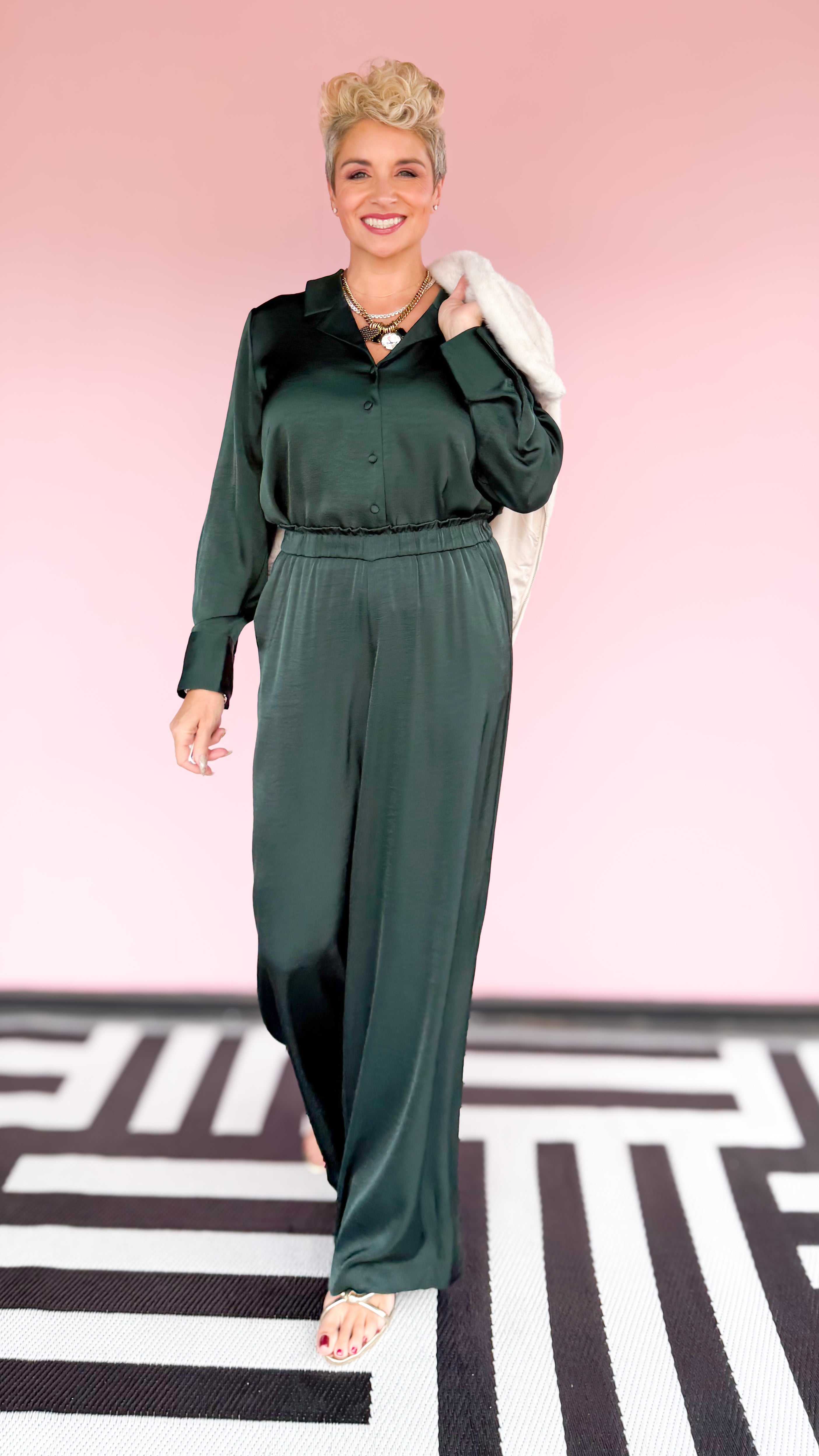 Ana Satin Blouse/Green