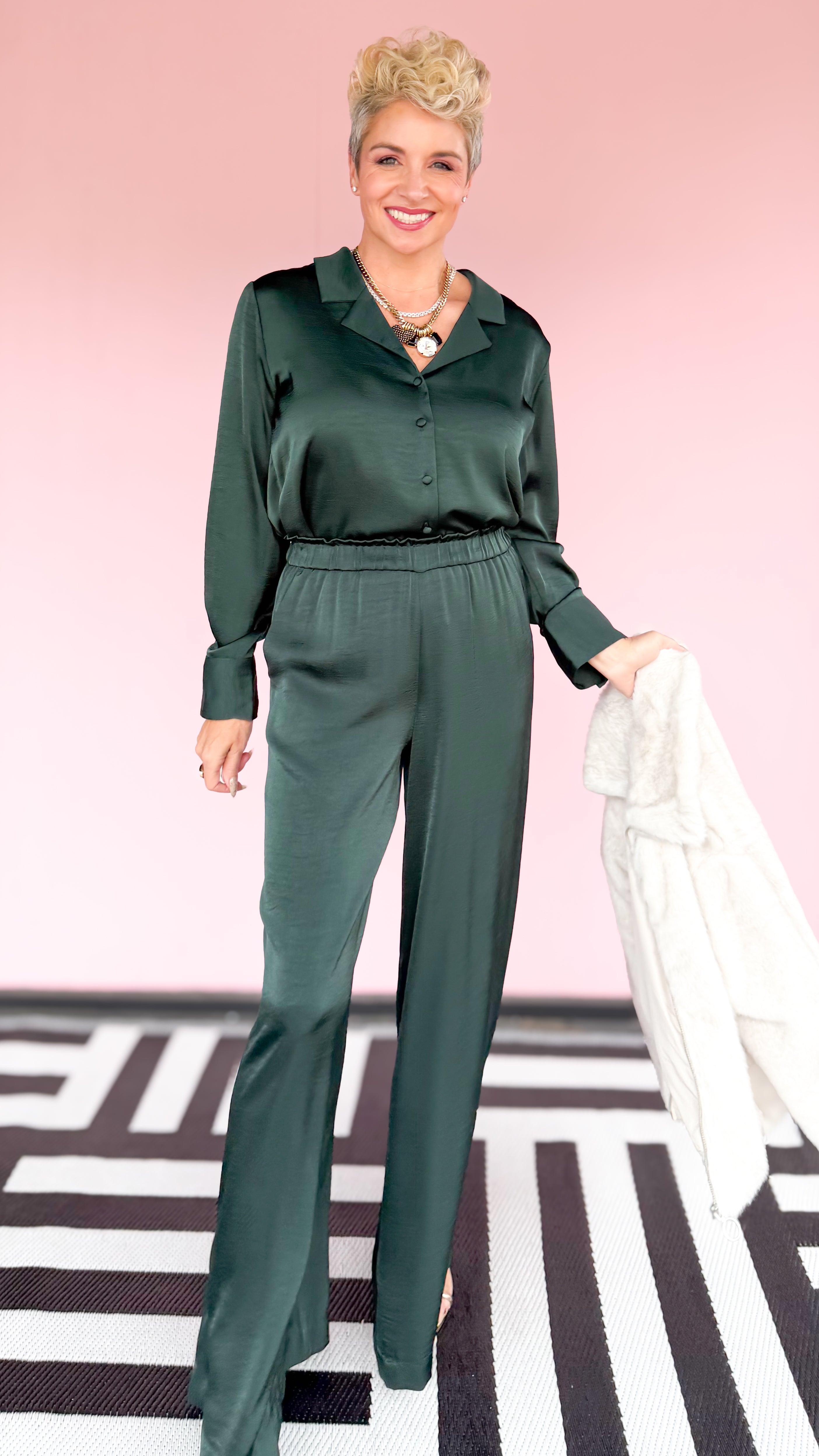 Ana Satin Blouse/Green