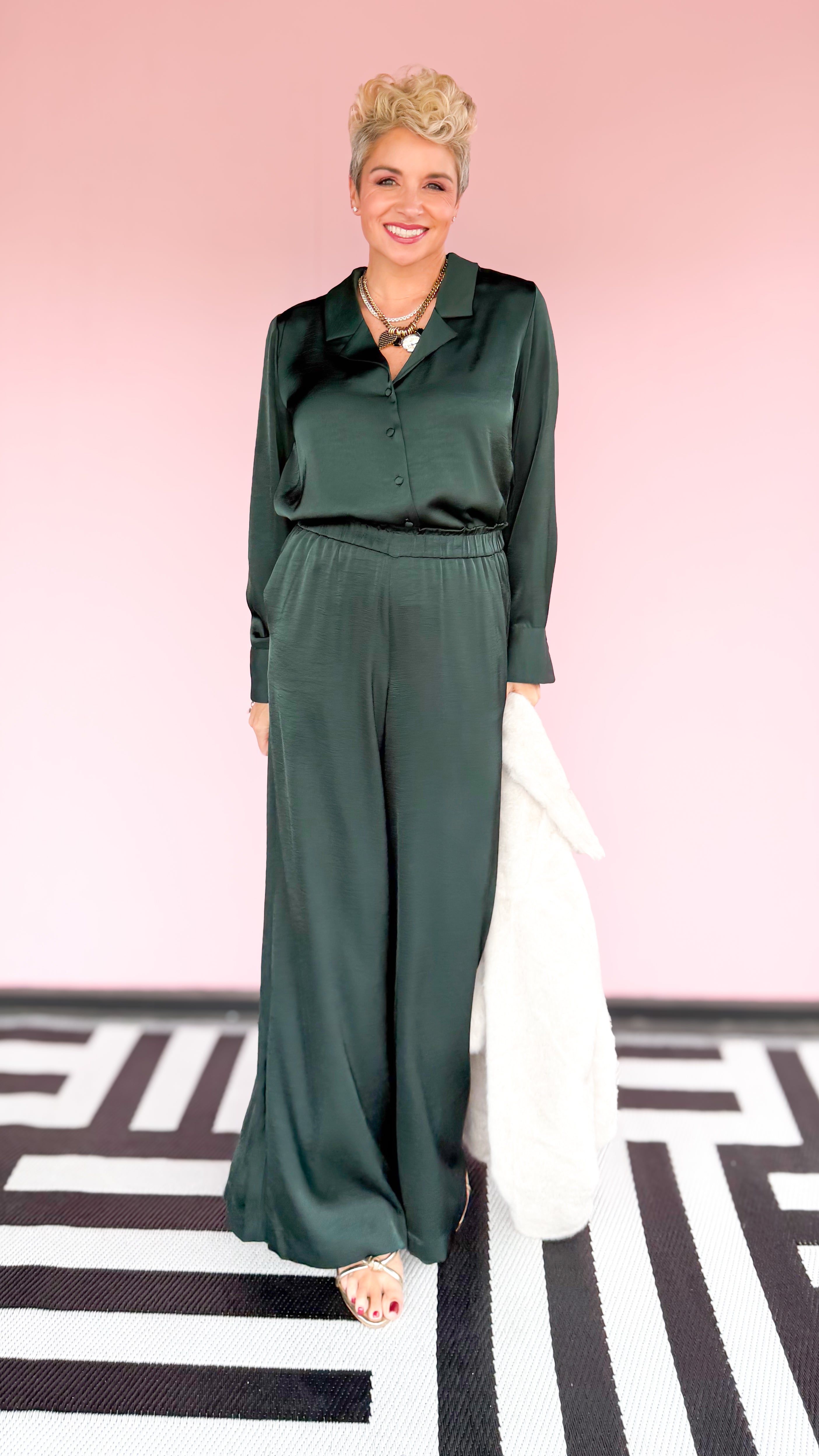 Ana Satin Pants/Green