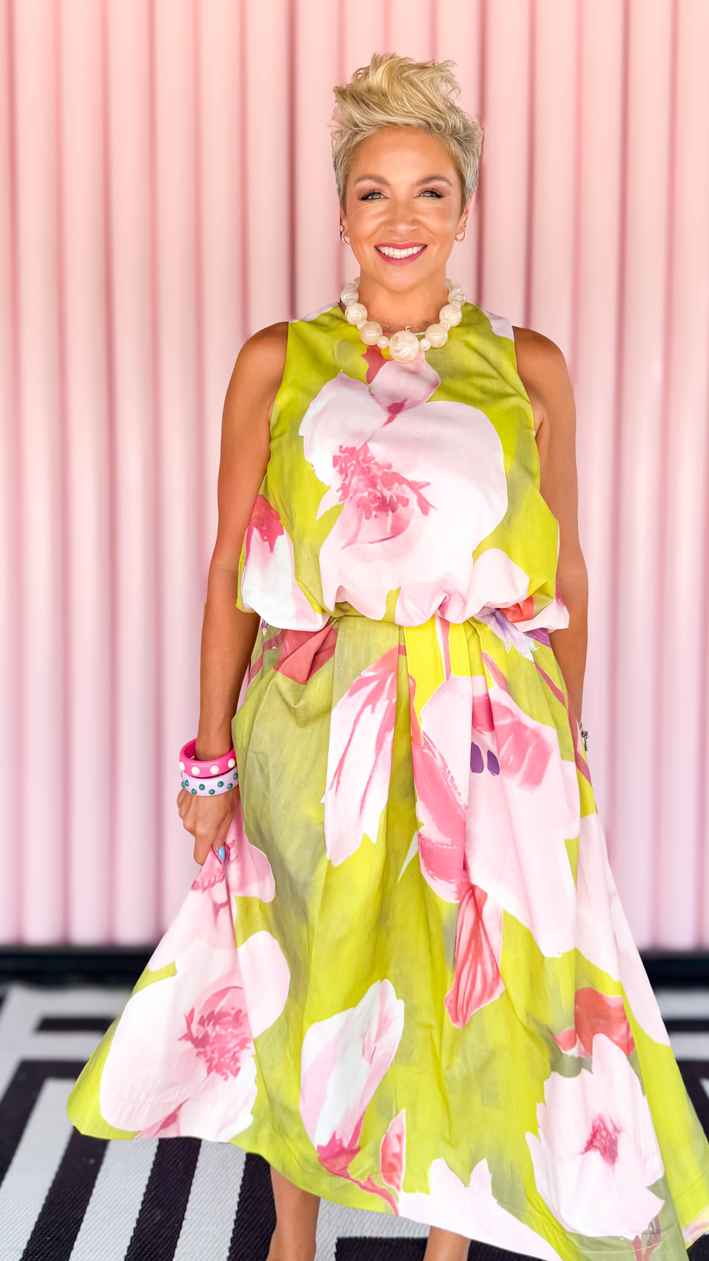 Floral Pleated Midi Skirt