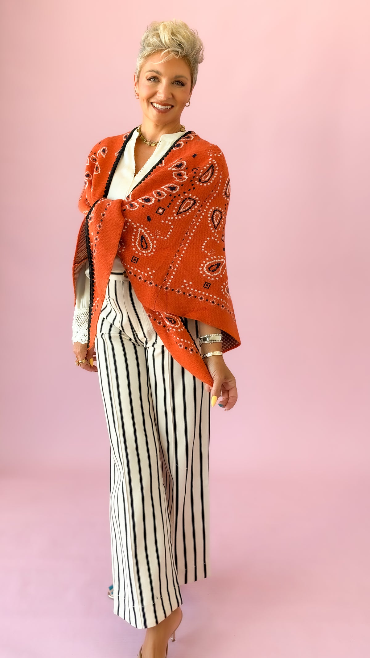 Paisley Kimono Cardigan/Pumpkin