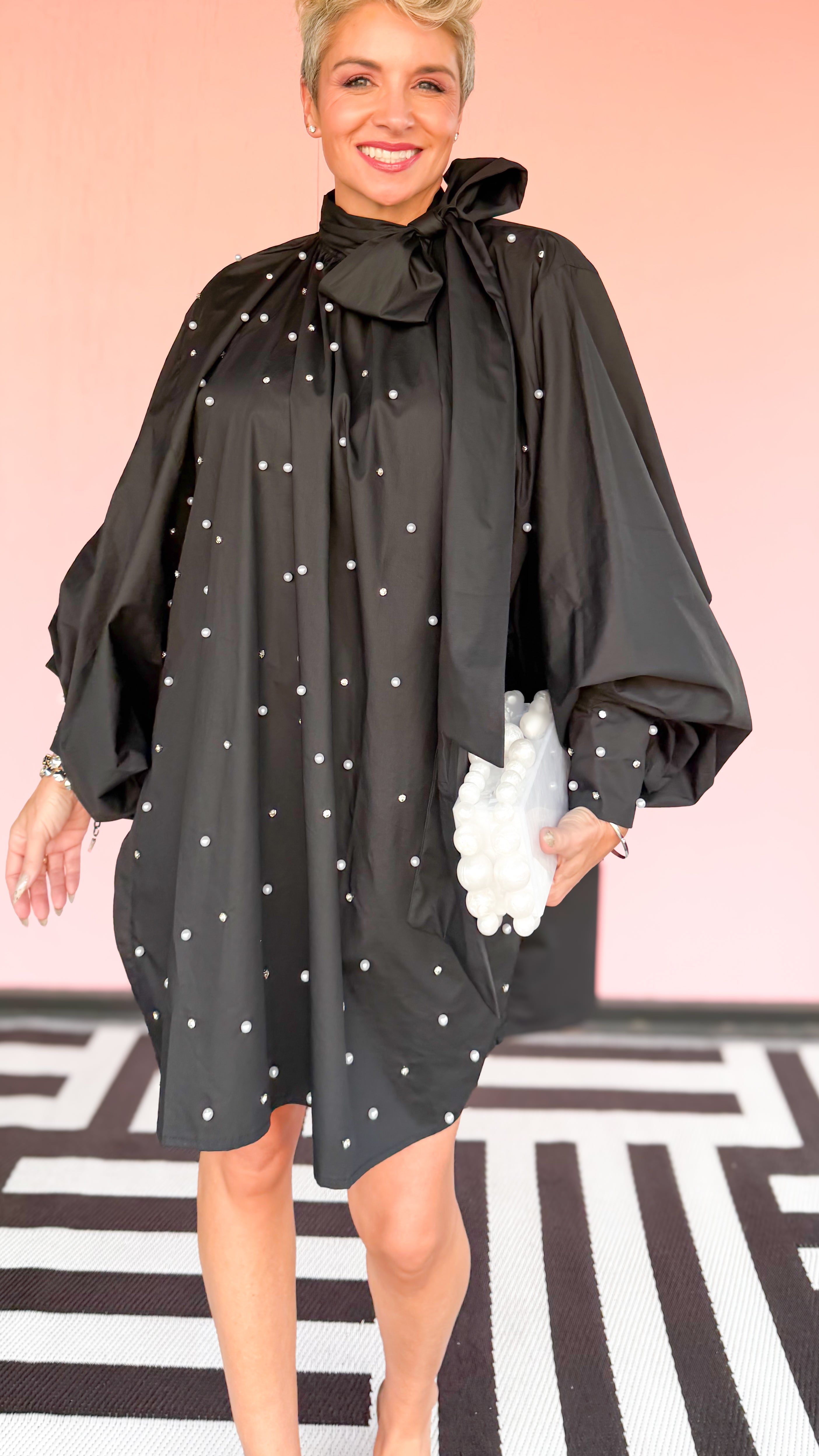 Diamonds and Pearls Oversized Top/Black