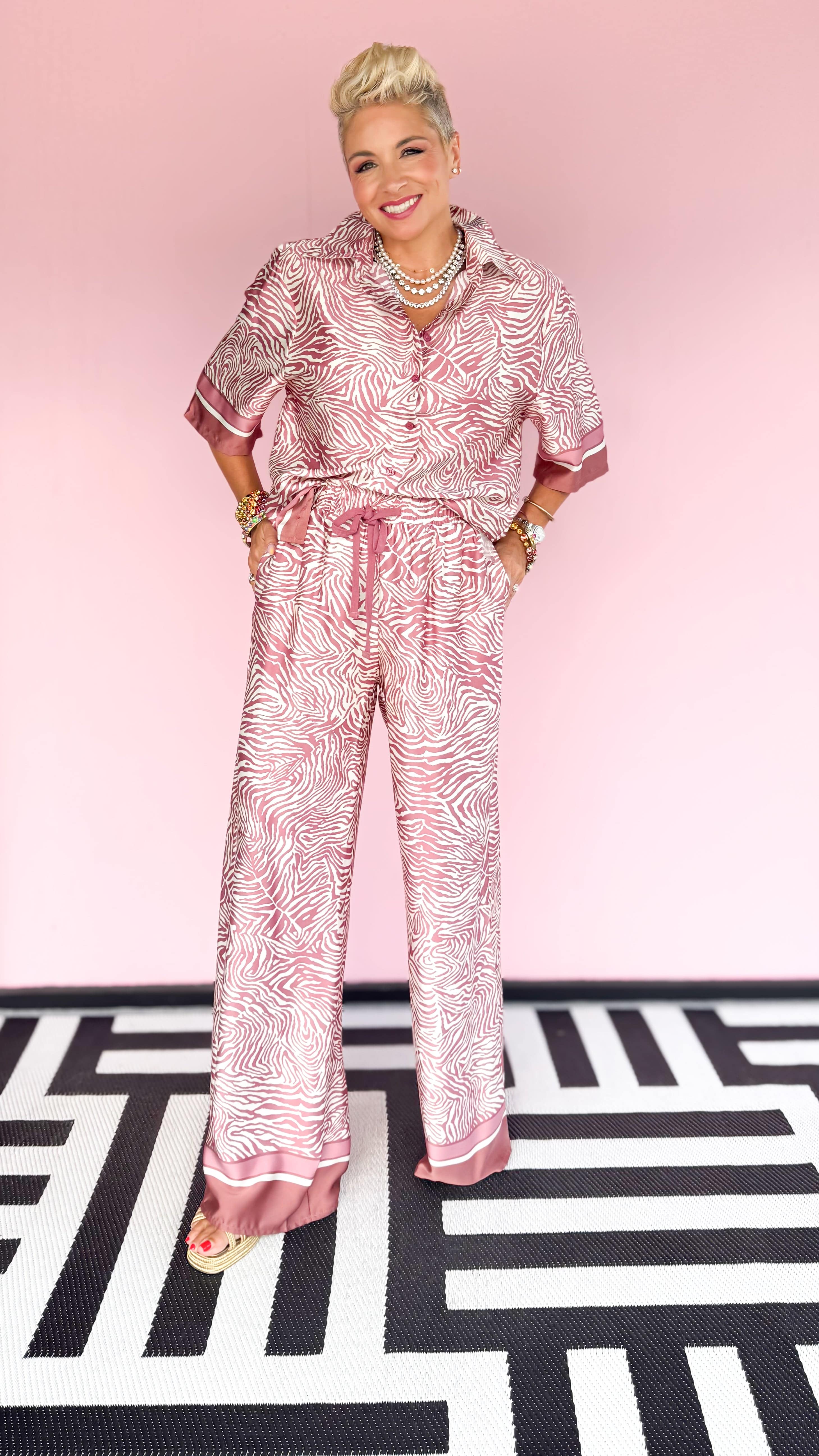 Zebra Print Pant/Pink - The BLVD
