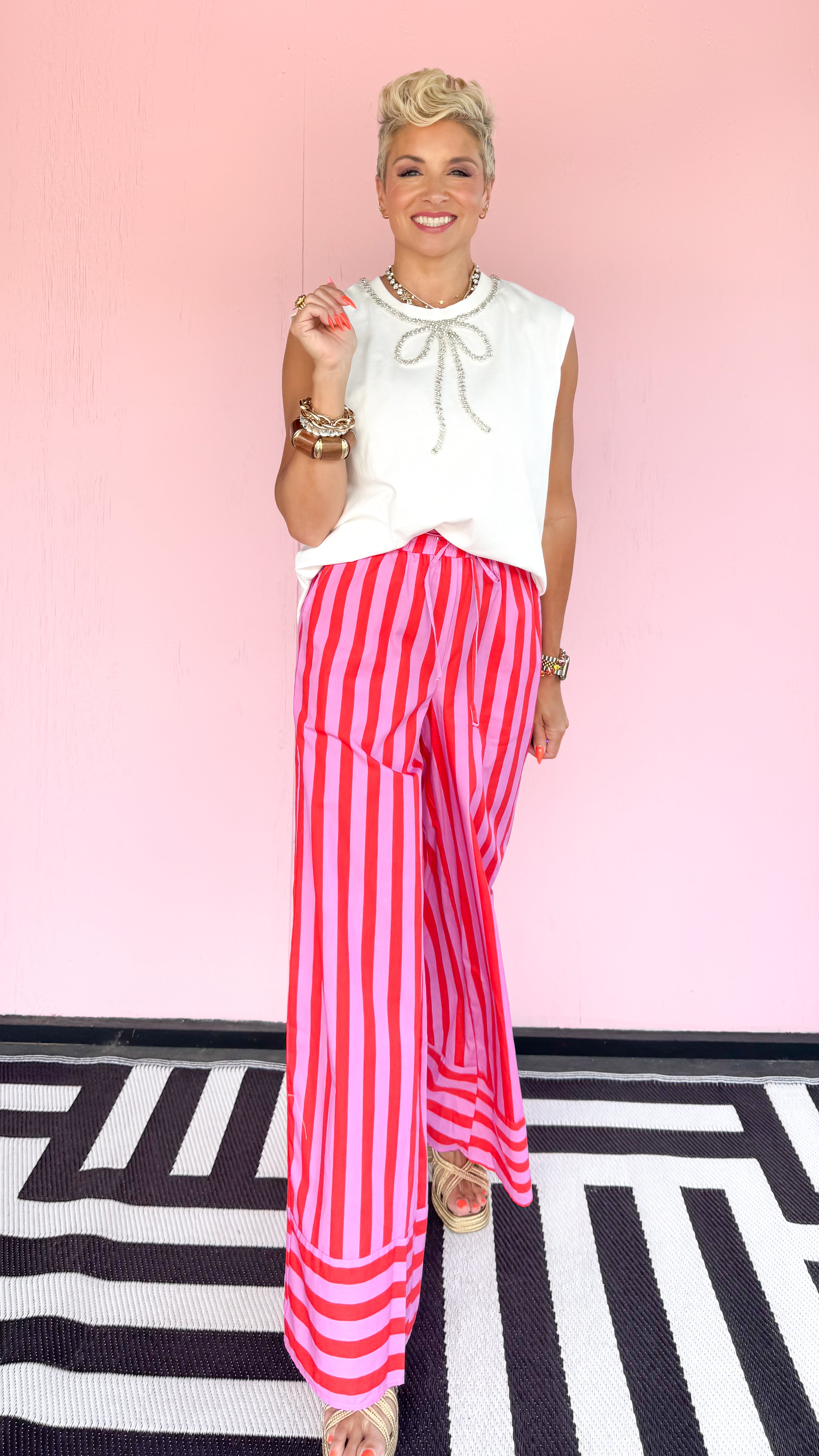 Stripe Wide Leg Pant/Pinki - The BLVD