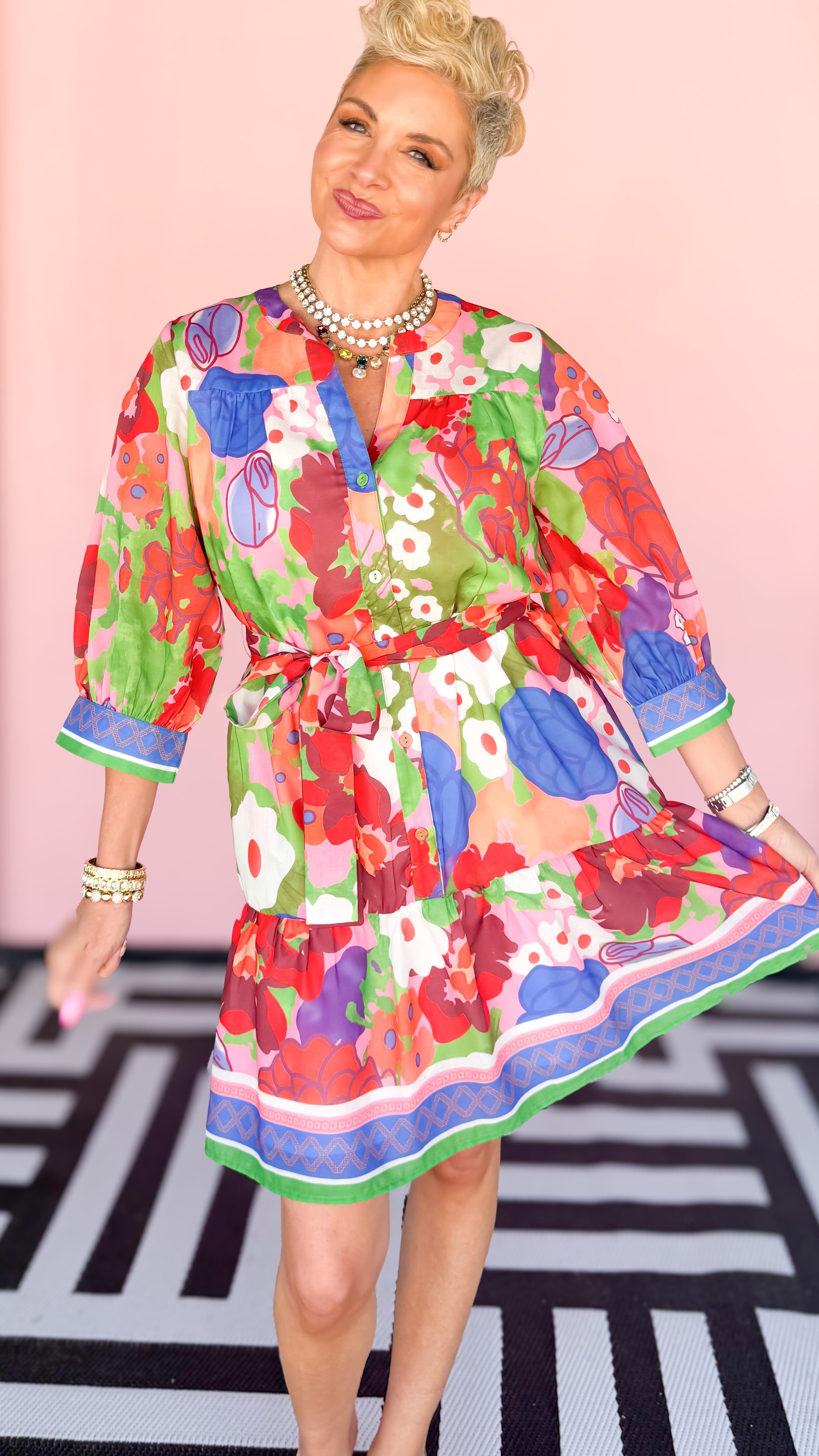 Sabrina 3/4 Sleeve Floral Dress - The BLVD