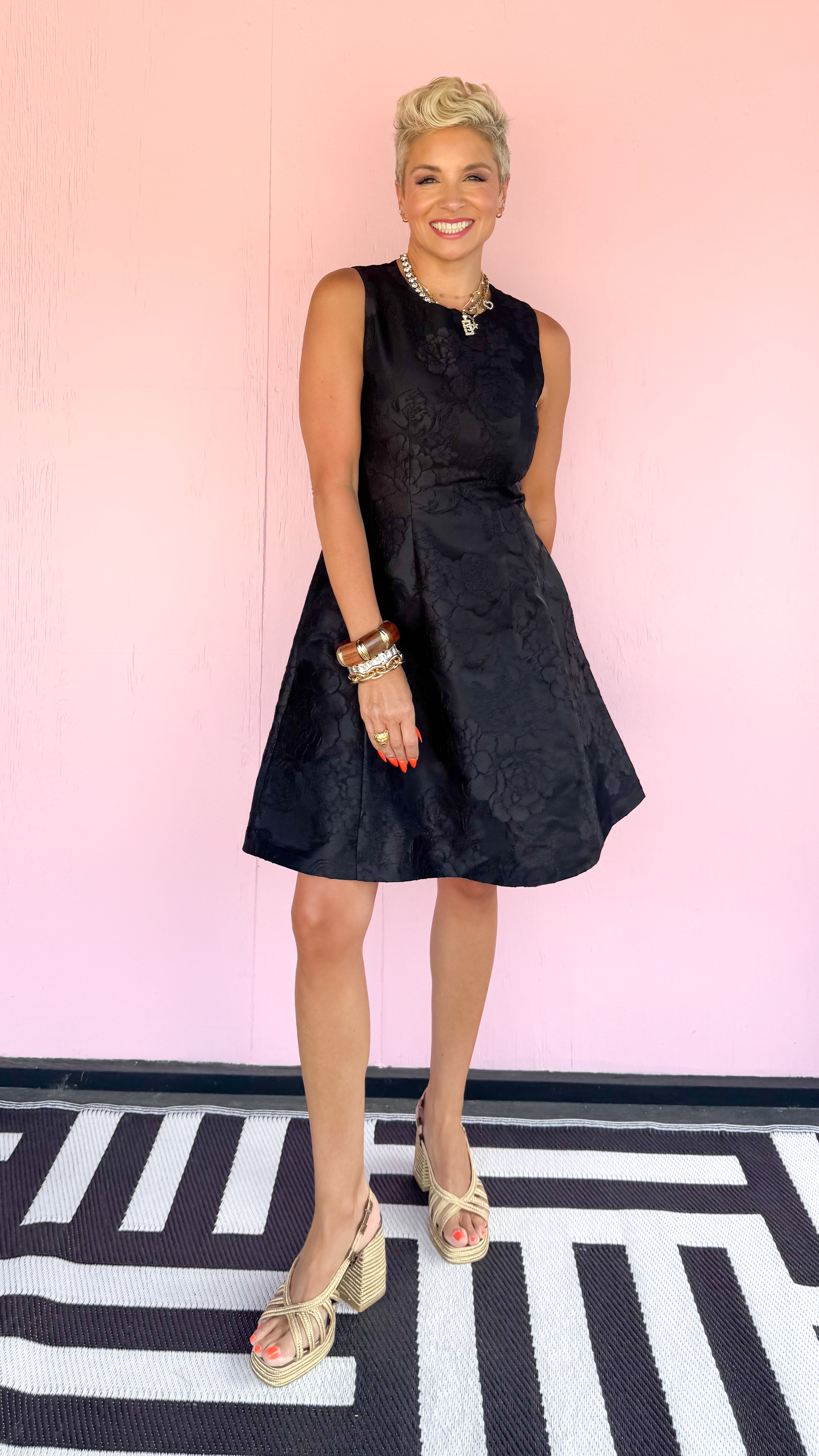 Amanda Jacquard Min Dress/Black