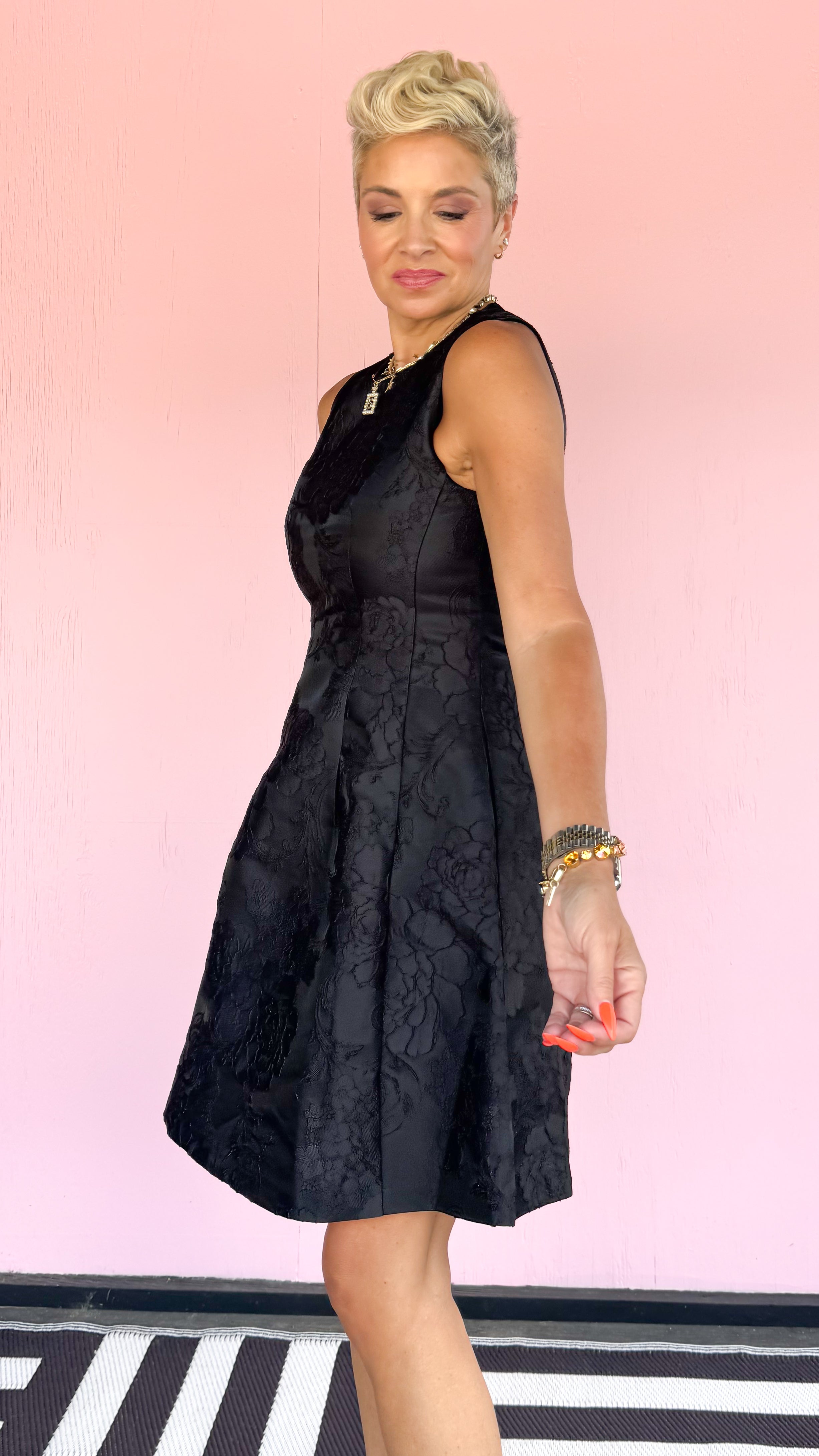Amanda Jacquard Min Dress/Black