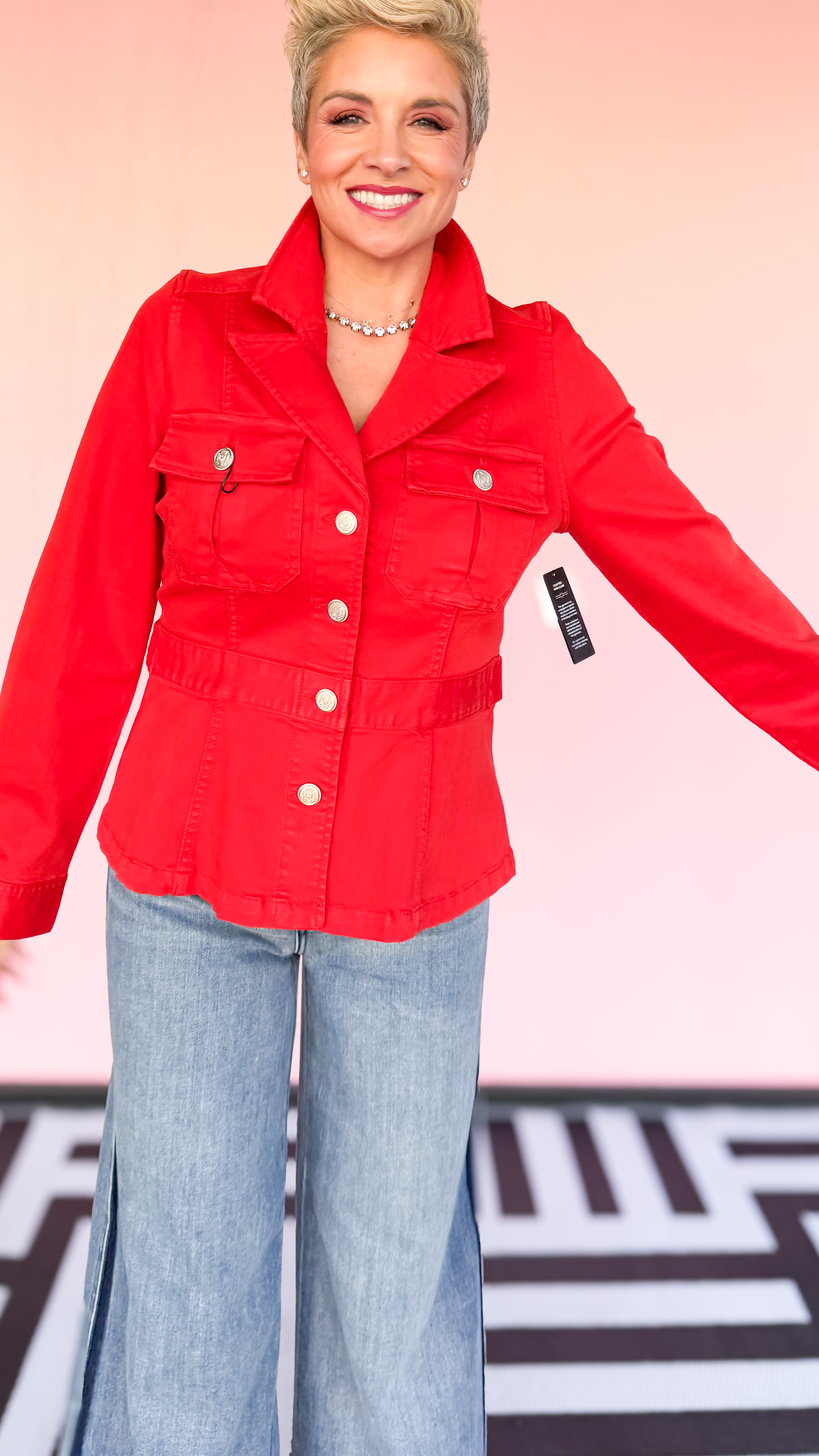 Peplum Jacket with Tab Detail