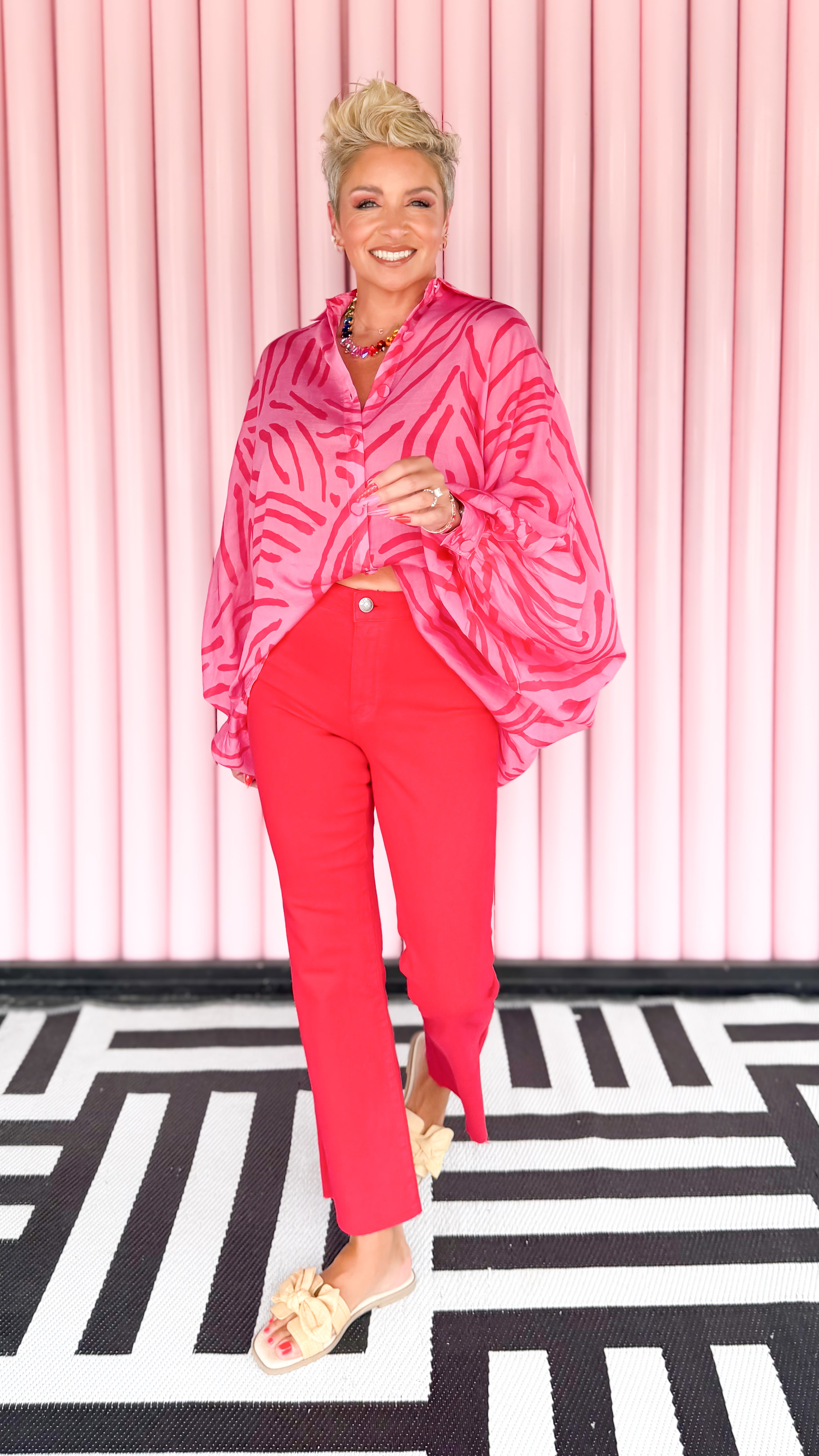Zebra Dolman Sleeve Top/Pink