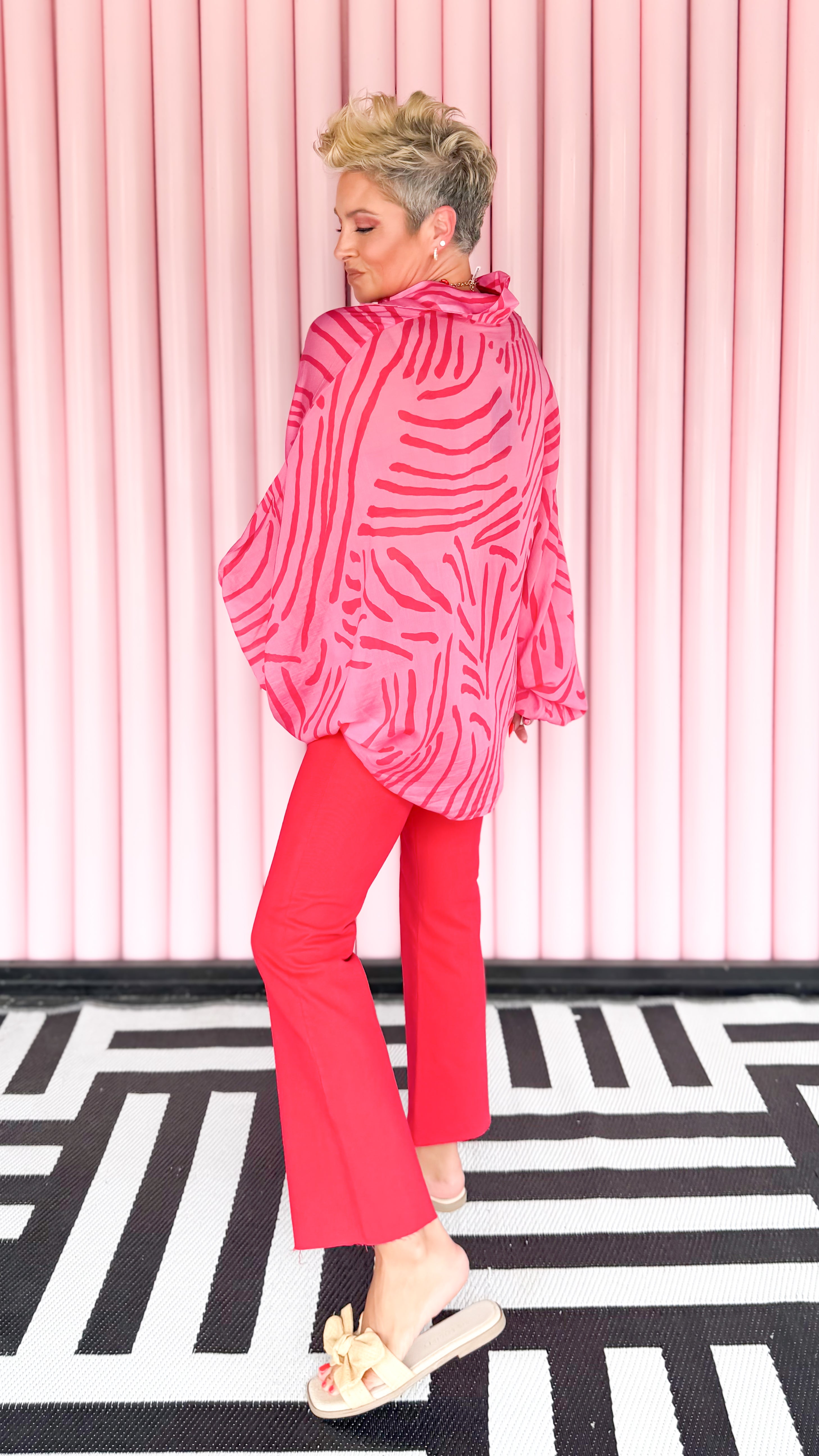 Zebra Dolman Sleeve Top/Pink