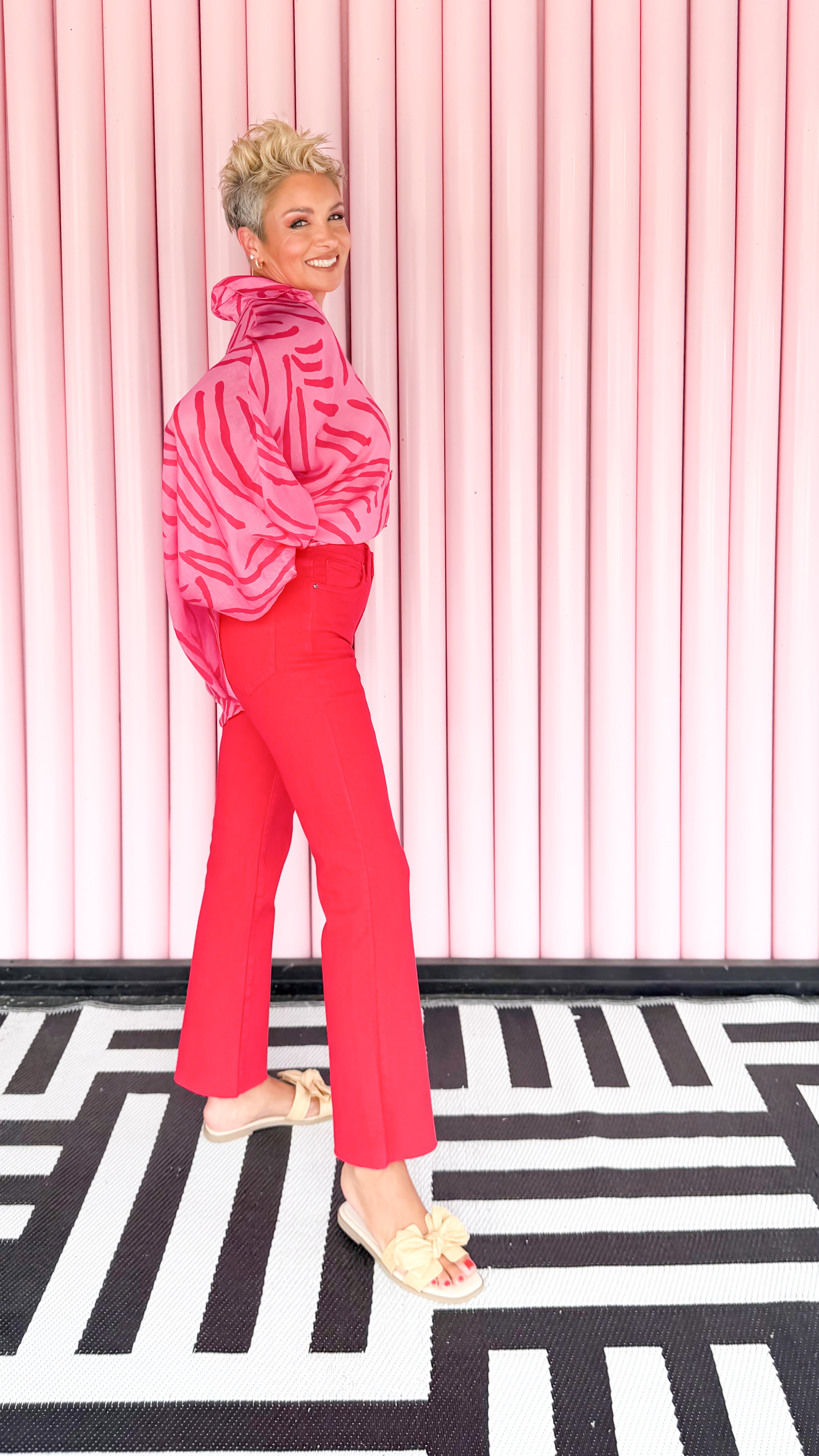 Kelsey High Rise Jean/Red