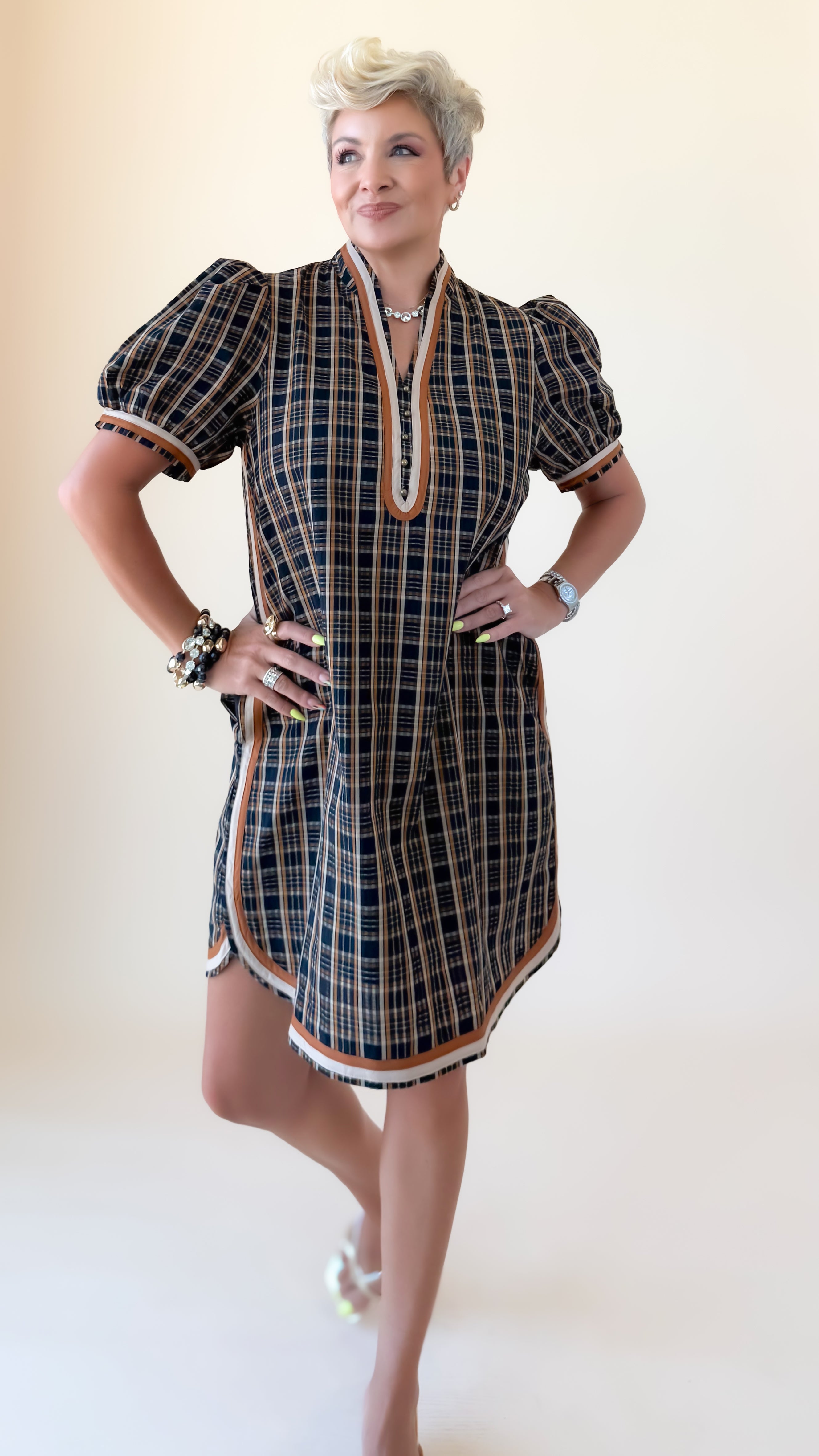 Alexis Mini Dress Plaid/Black