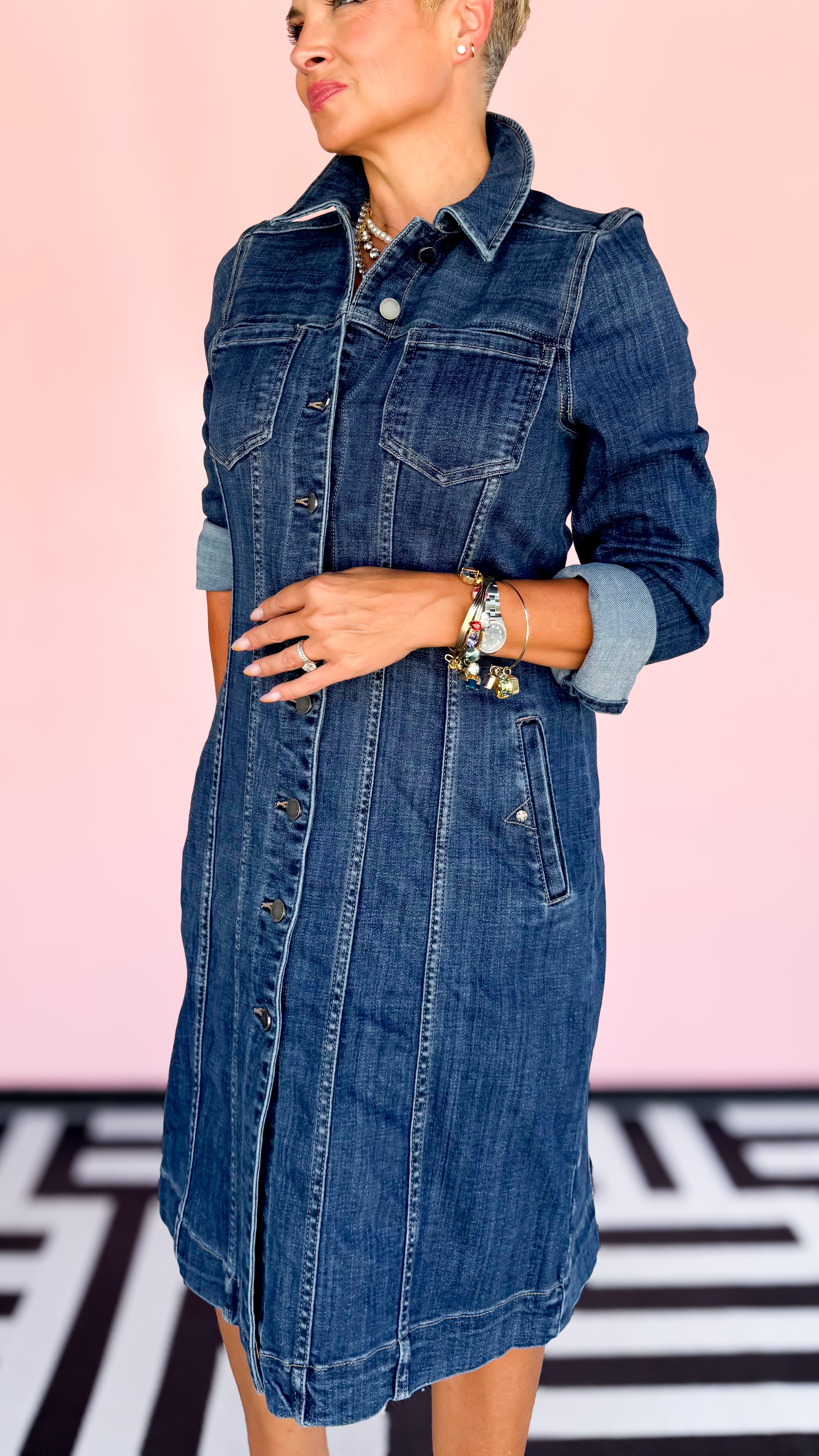 Ruthie Long Trucker Jacket/Dress/Blue